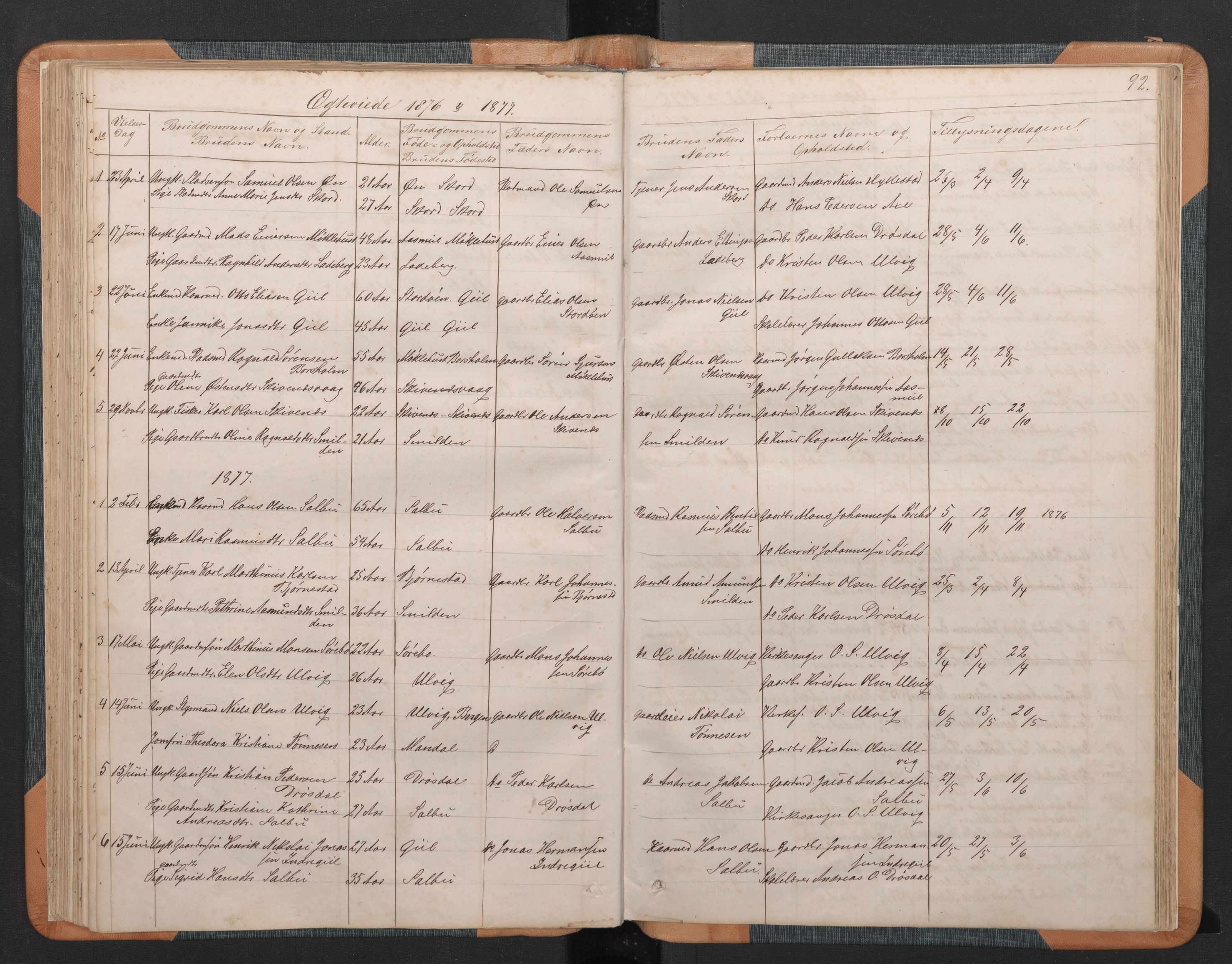 Hyllestad sokneprestembete, SAB/A-80401: Parish register (copy) no. C 2, 1874-1894, p. 91b-92a