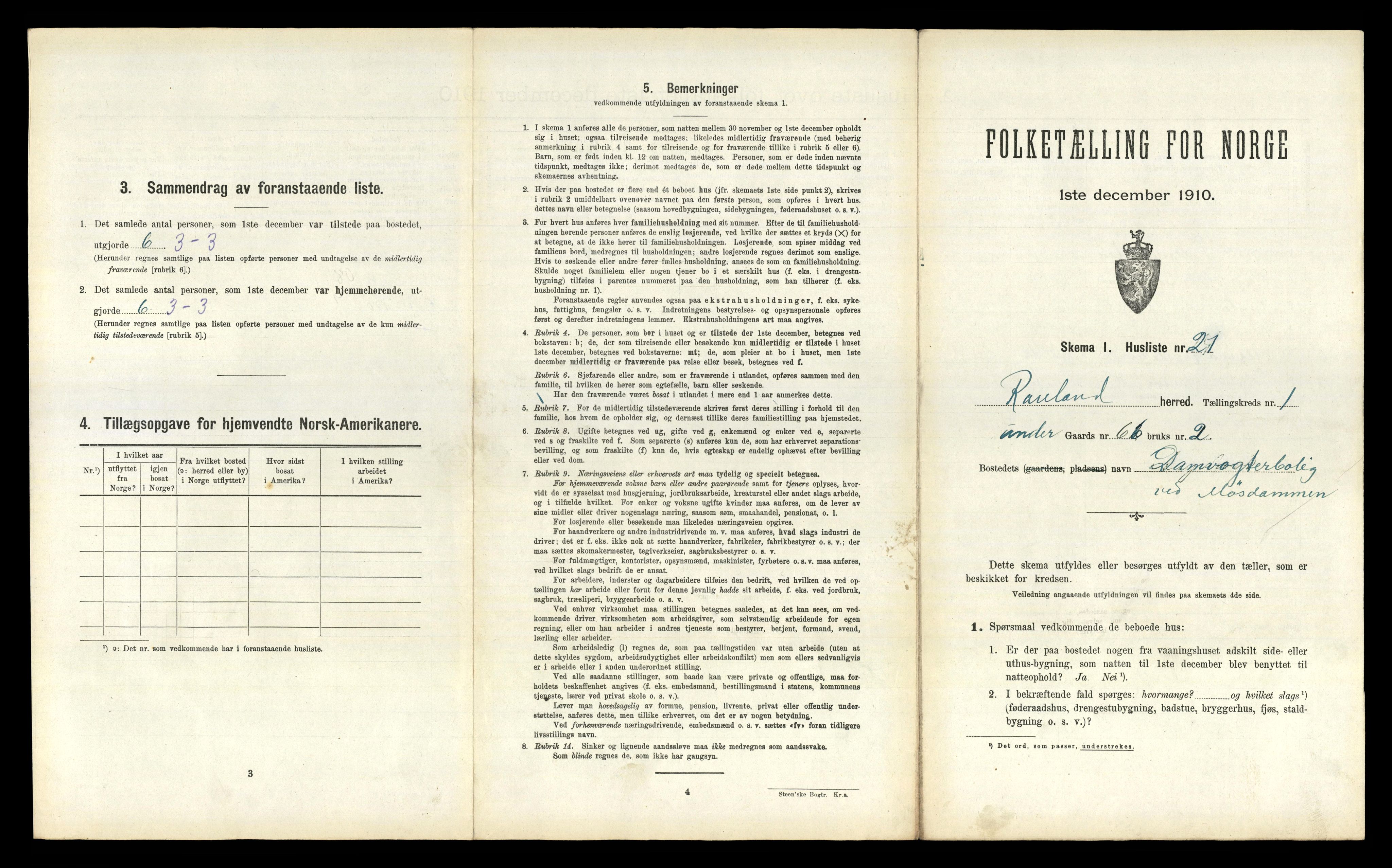 RA, 1910 census for Rauland, 1910, p. 81