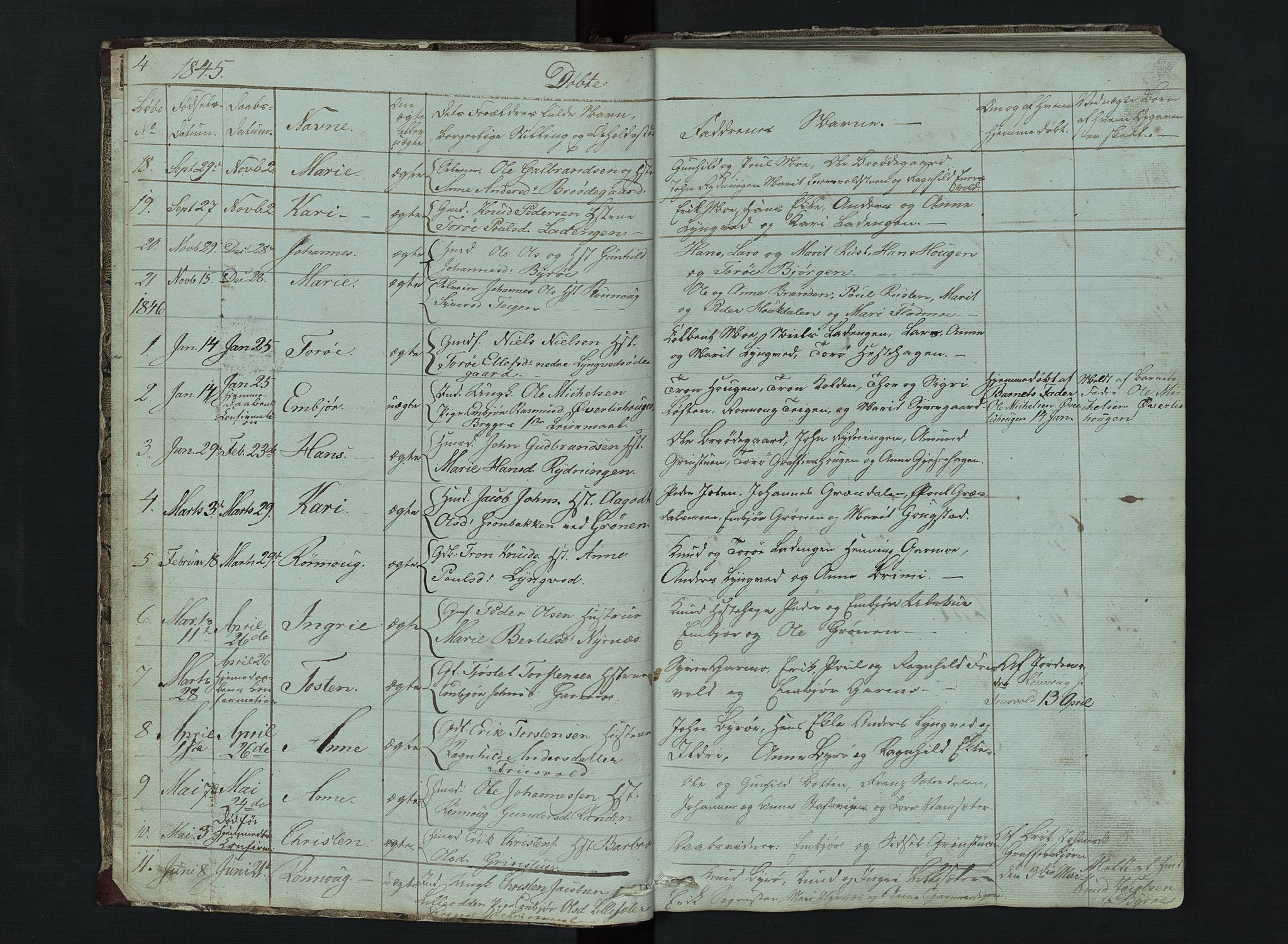 Lom prestekontor, SAH/PREST-070/L/L0014: Parish register (copy) no. 14, 1845-1876, p. 4-5