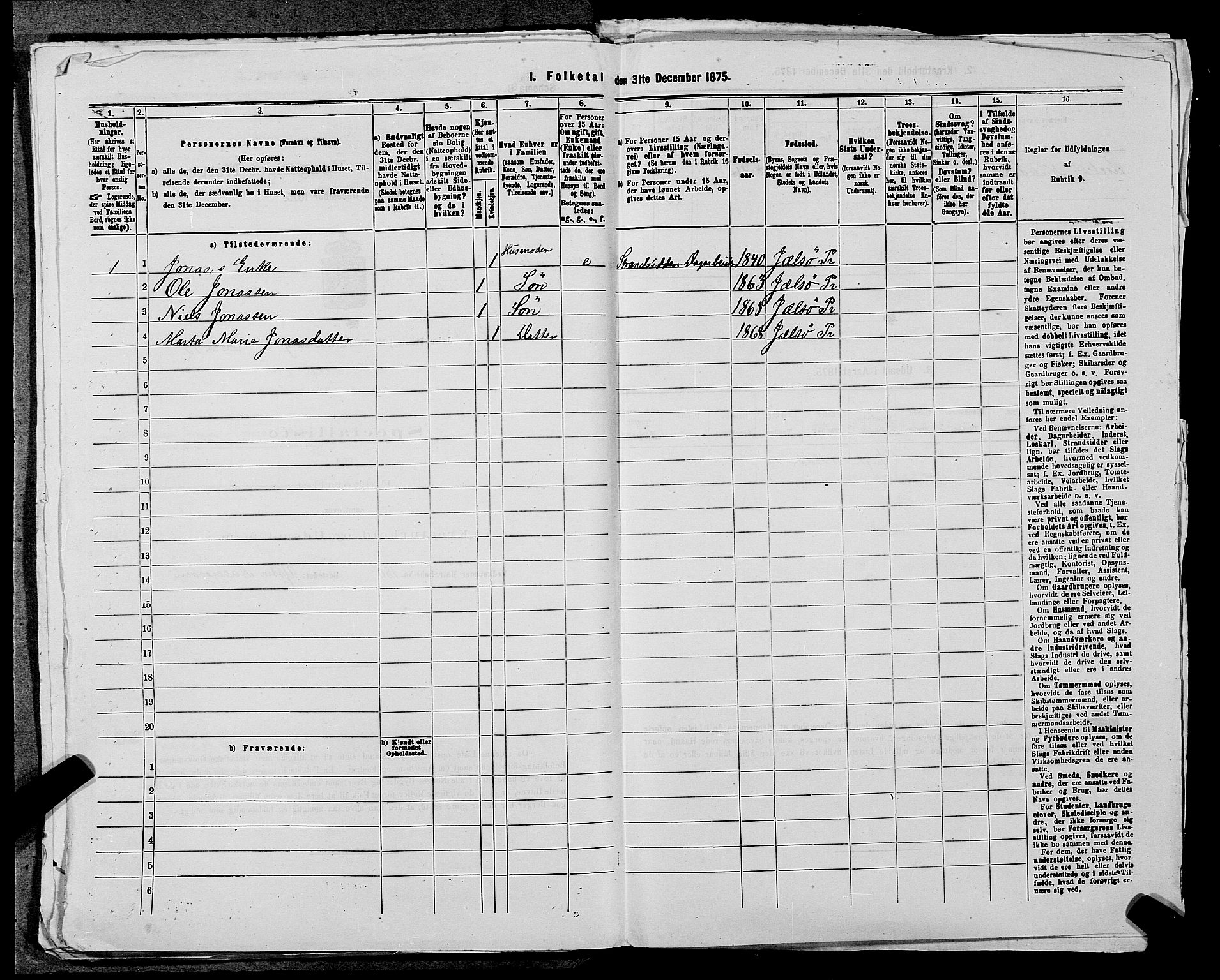 SAST, 1875 census for 1138P Jelsa, 1875, p. 836