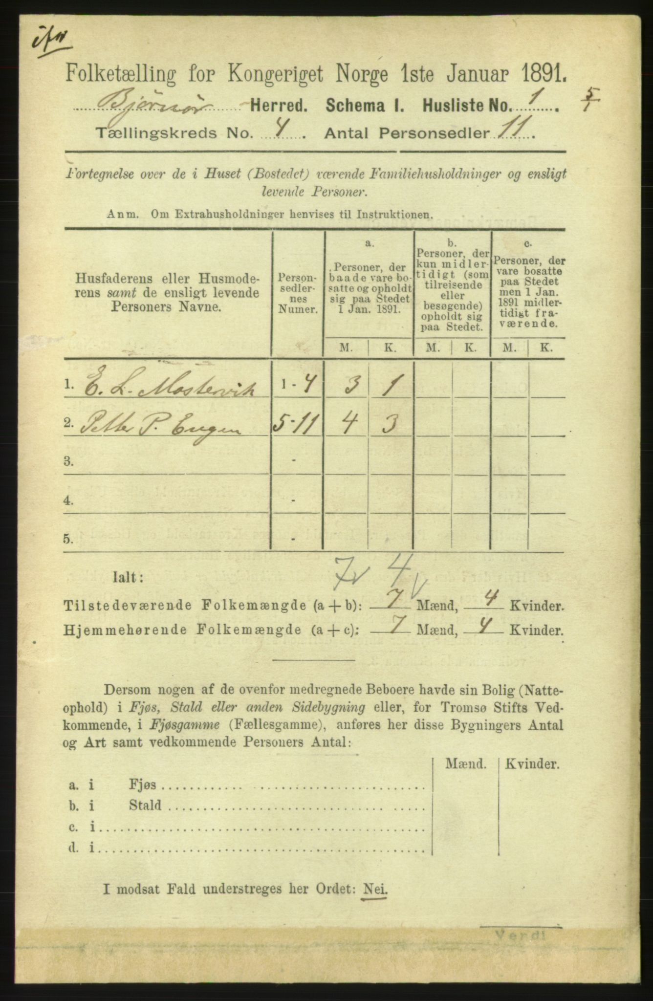 RA, 1891 census for 1632 Bjørnør, 1891, p. 1790