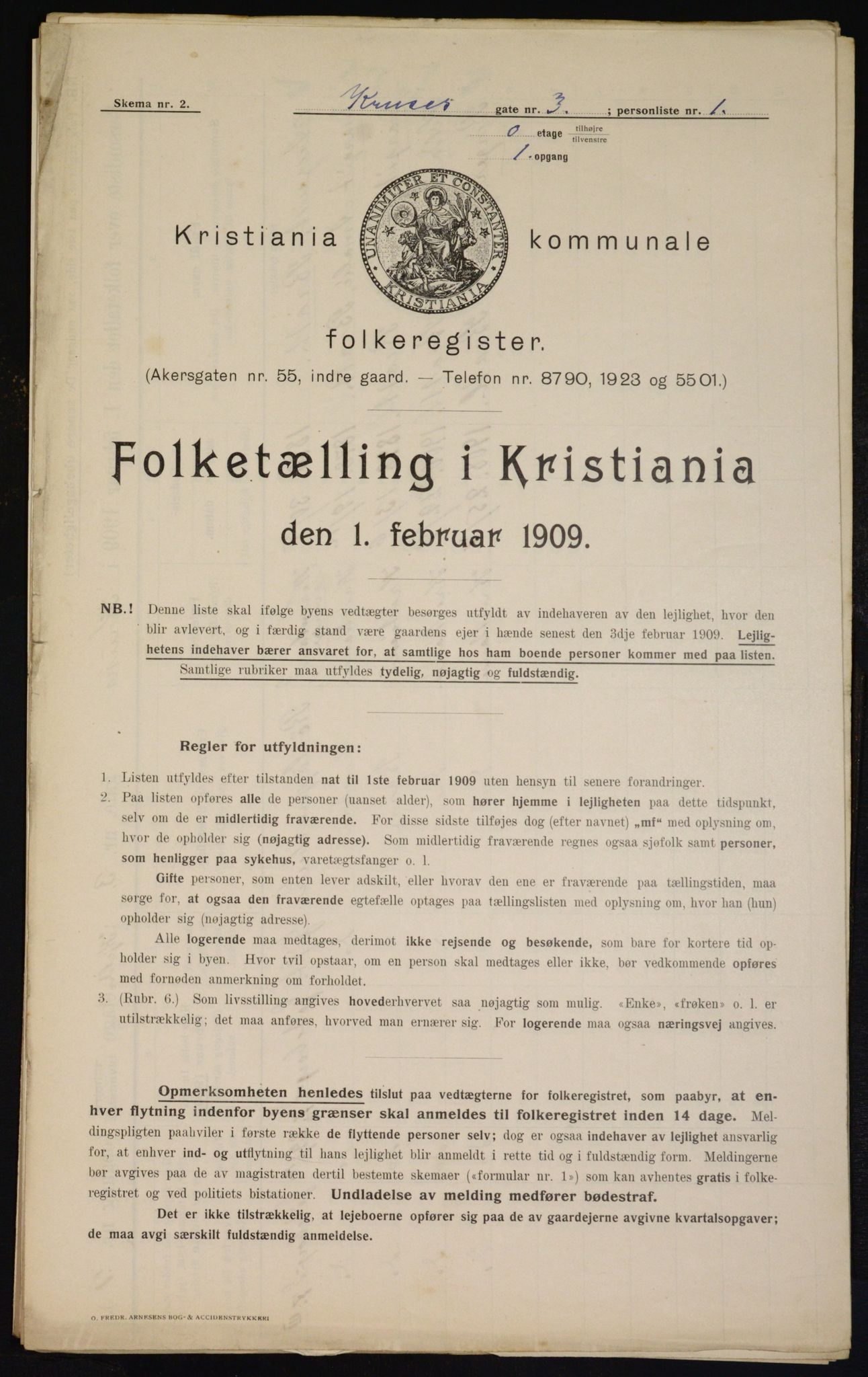 OBA, Municipal Census 1909 for Kristiania, 1909, p. 50399