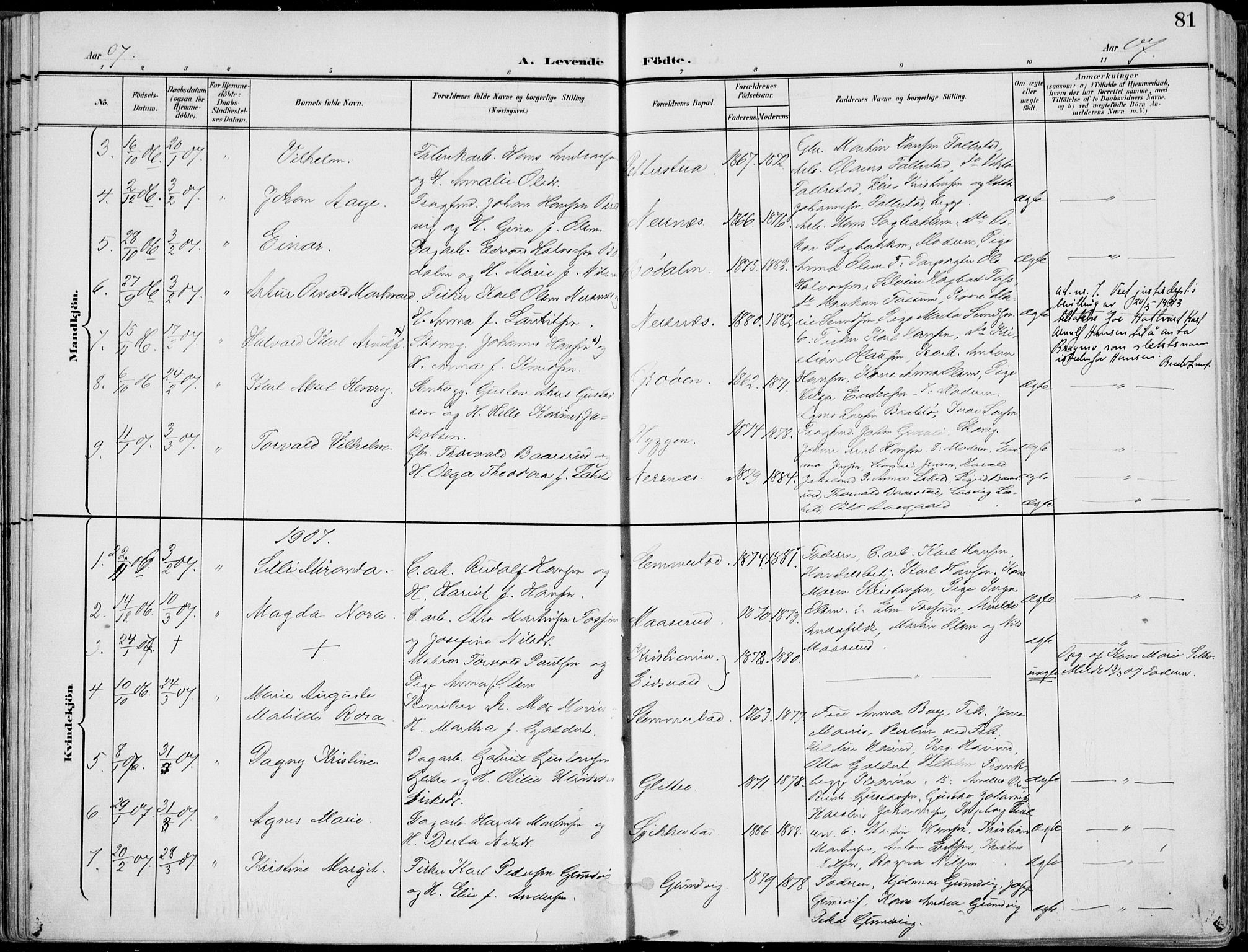 Røyken kirkebøker, AV/SAKO-A-241/F/Fa/L0009: Parish register (official) no. 9, 1898-1911, p. 81