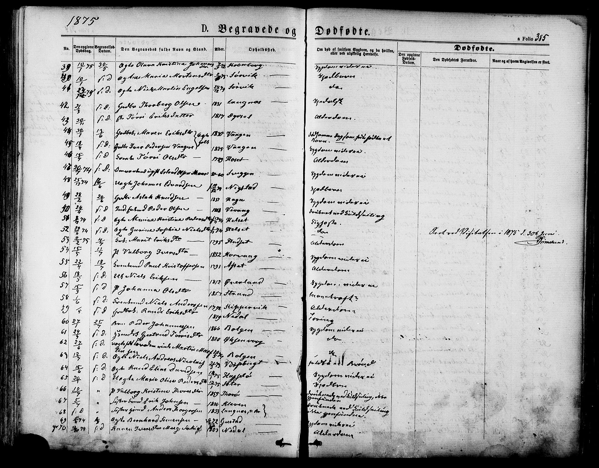 Ministerialprotokoller, klokkerbøker og fødselsregistre - Møre og Romsdal, AV/SAT-A-1454/568/L0805: Parish register (official) no. 568A12 /1, 1869-1884, p. 385