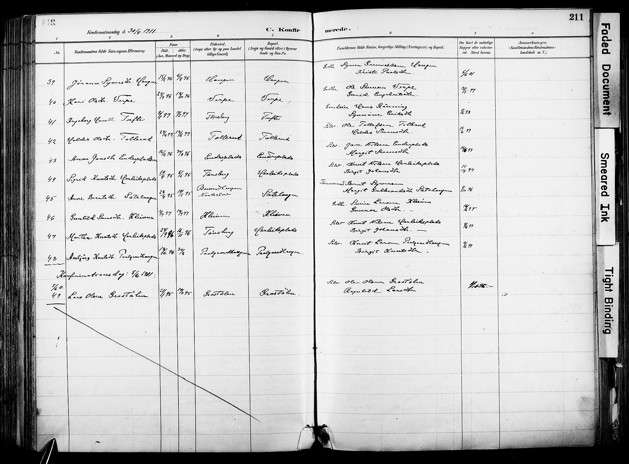 Hol kirkebøker, AV/SAKO-A-227/F/Fa/L0003: Parish register (official) no. I 3, 1887-1918, p. 211