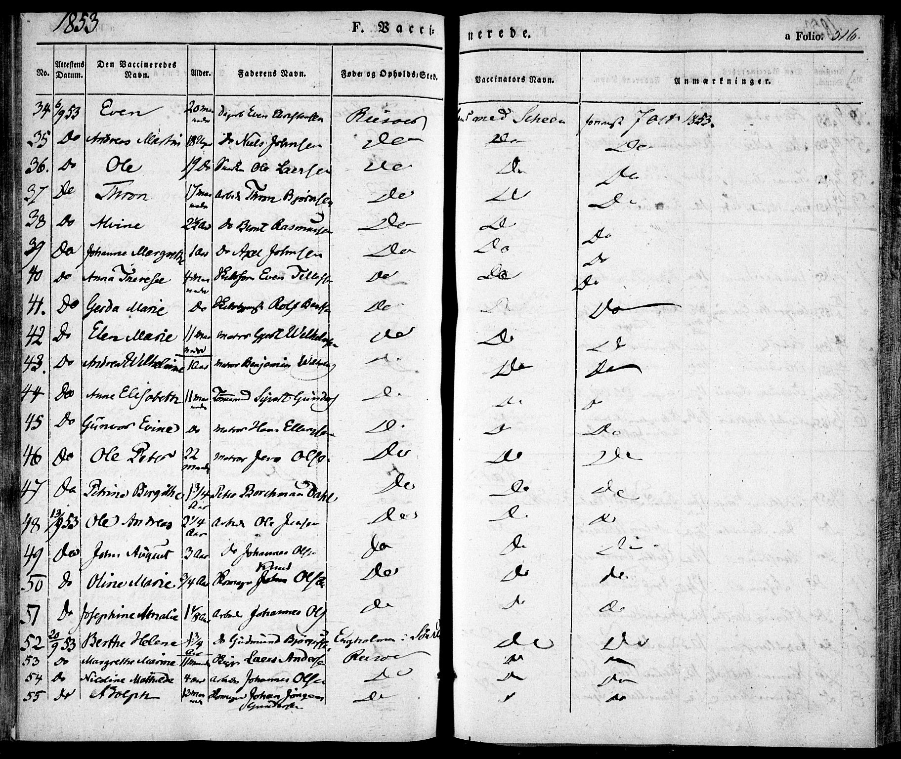 Risør sokneprestkontor, SAK/1111-0035/F/Fa/L0003: Parish register (official) no. A 3, 1838-1864, p. 516