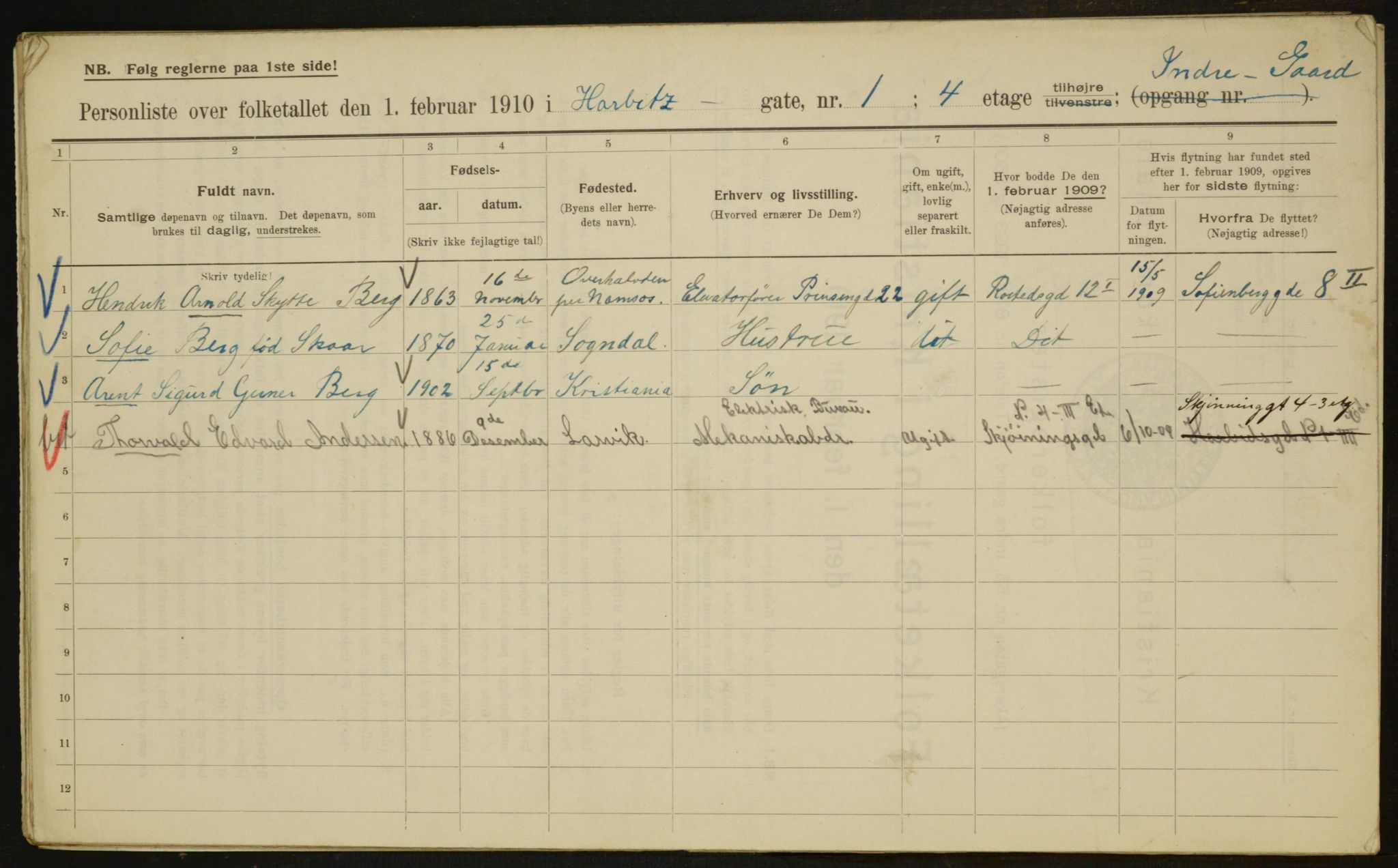 OBA, Municipal Census 1910 for Kristiania, 1910, p. 32877