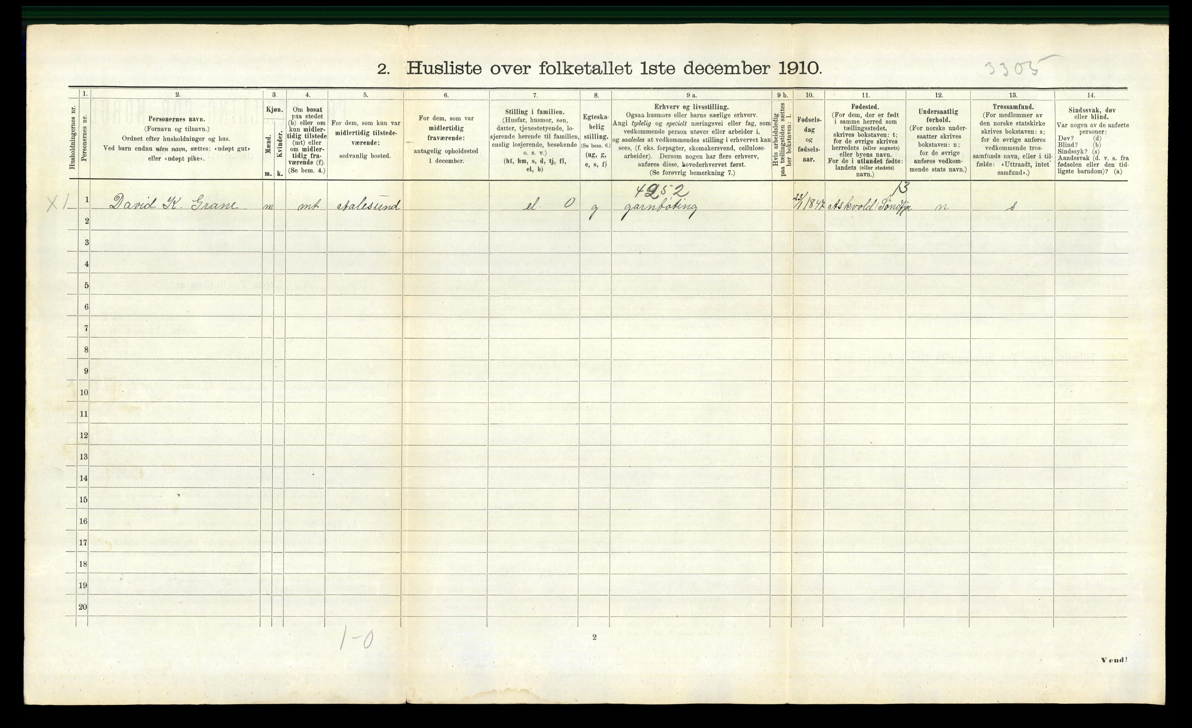 RA, 1910 census for Borgund, 1910, p. 1568