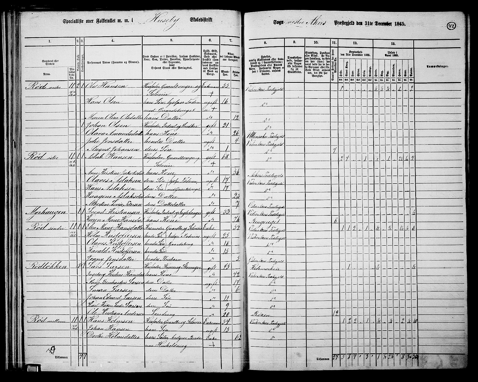 RA, 1865 census for Vestre Aker, 1865, p. 215