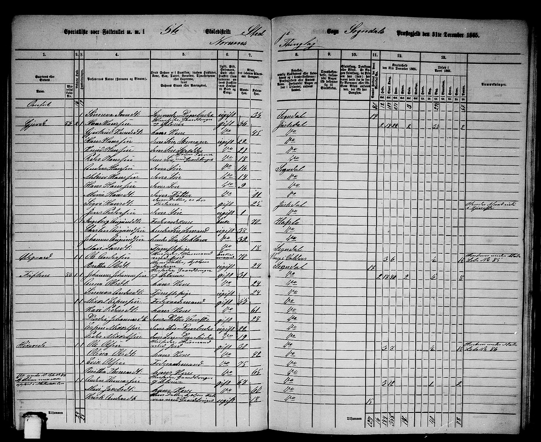 RA, 1865 census for Sogndal, 1865, p. 102