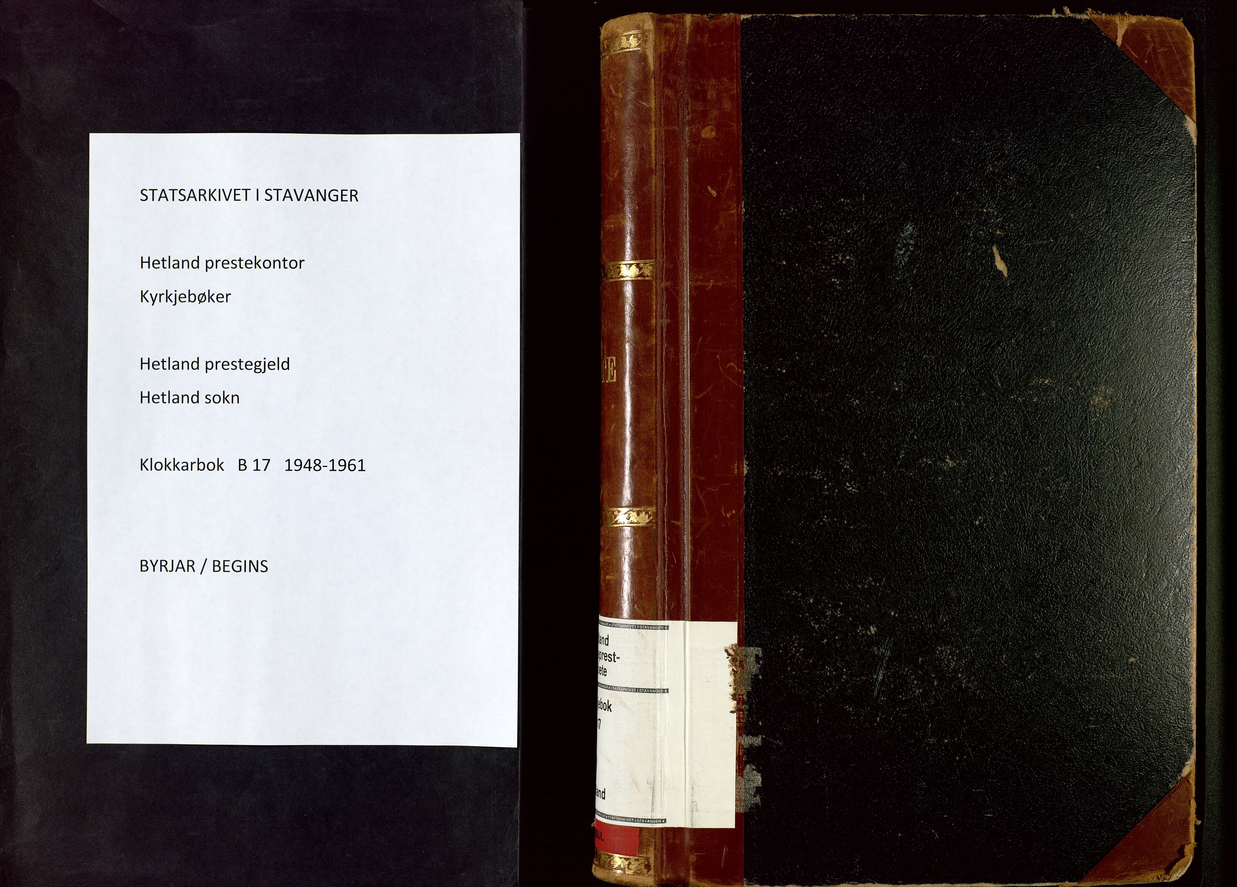 Hetland sokneprestkontor, SAST/A-101826/30/30BB/L0017: Parish register (copy) no. B 17, 1948-1961