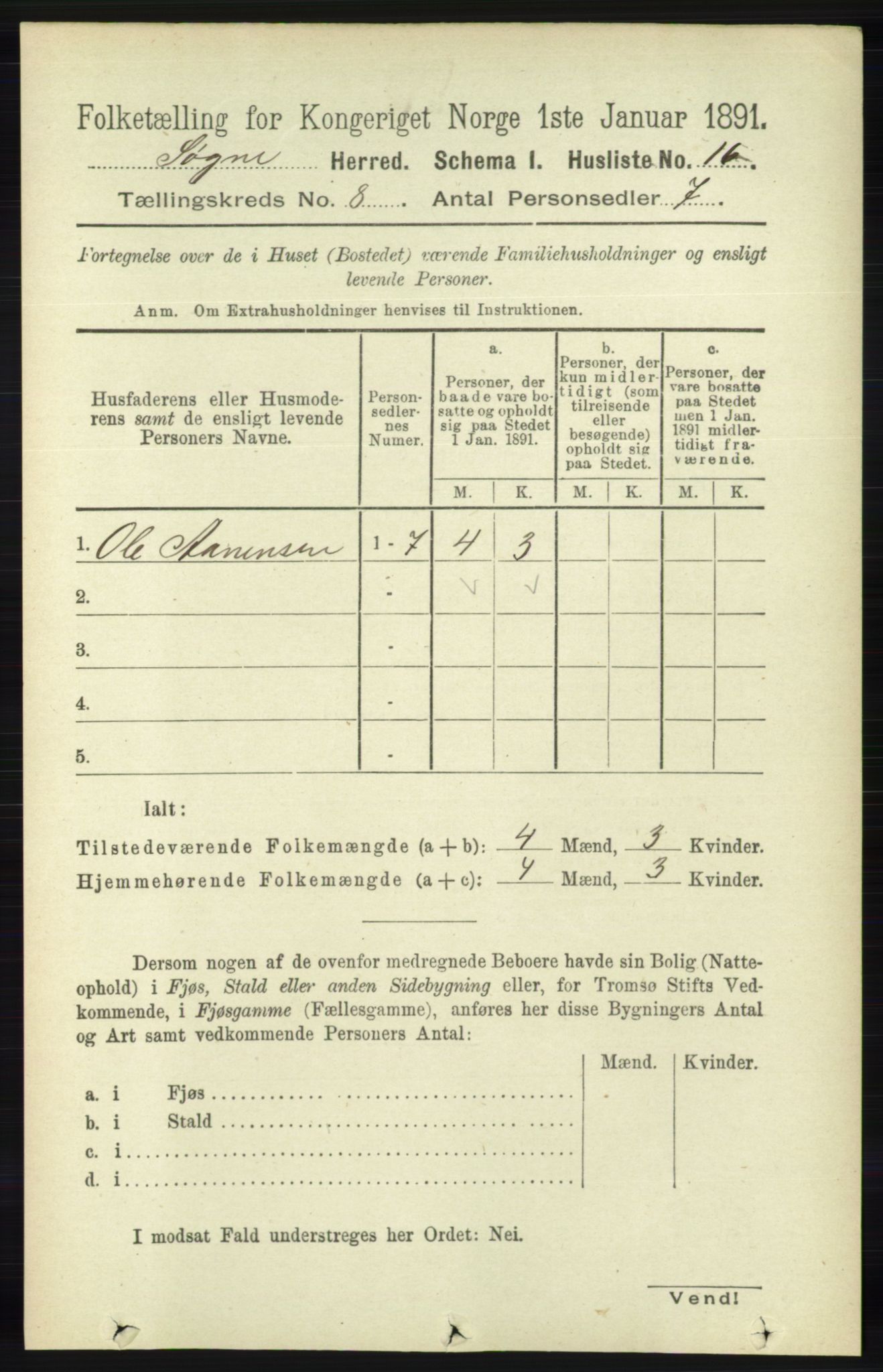 RA, 1891 census for 1018 Søgne, 1891, p. 2183