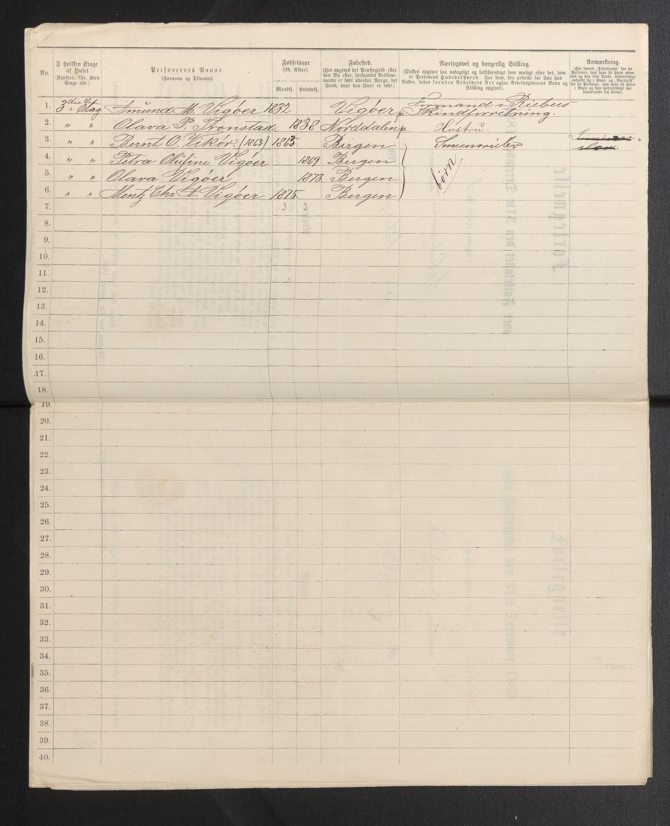 SAB, 1885 census for 1301 Bergen, 1885, p. 5566