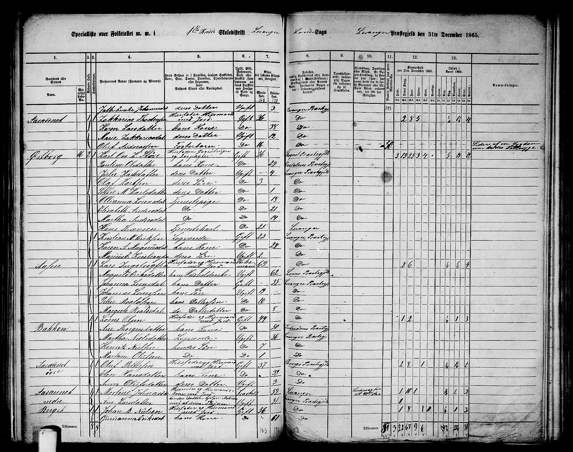 RA, 1865 census for Levanger/Levanger, 1865, p. 16