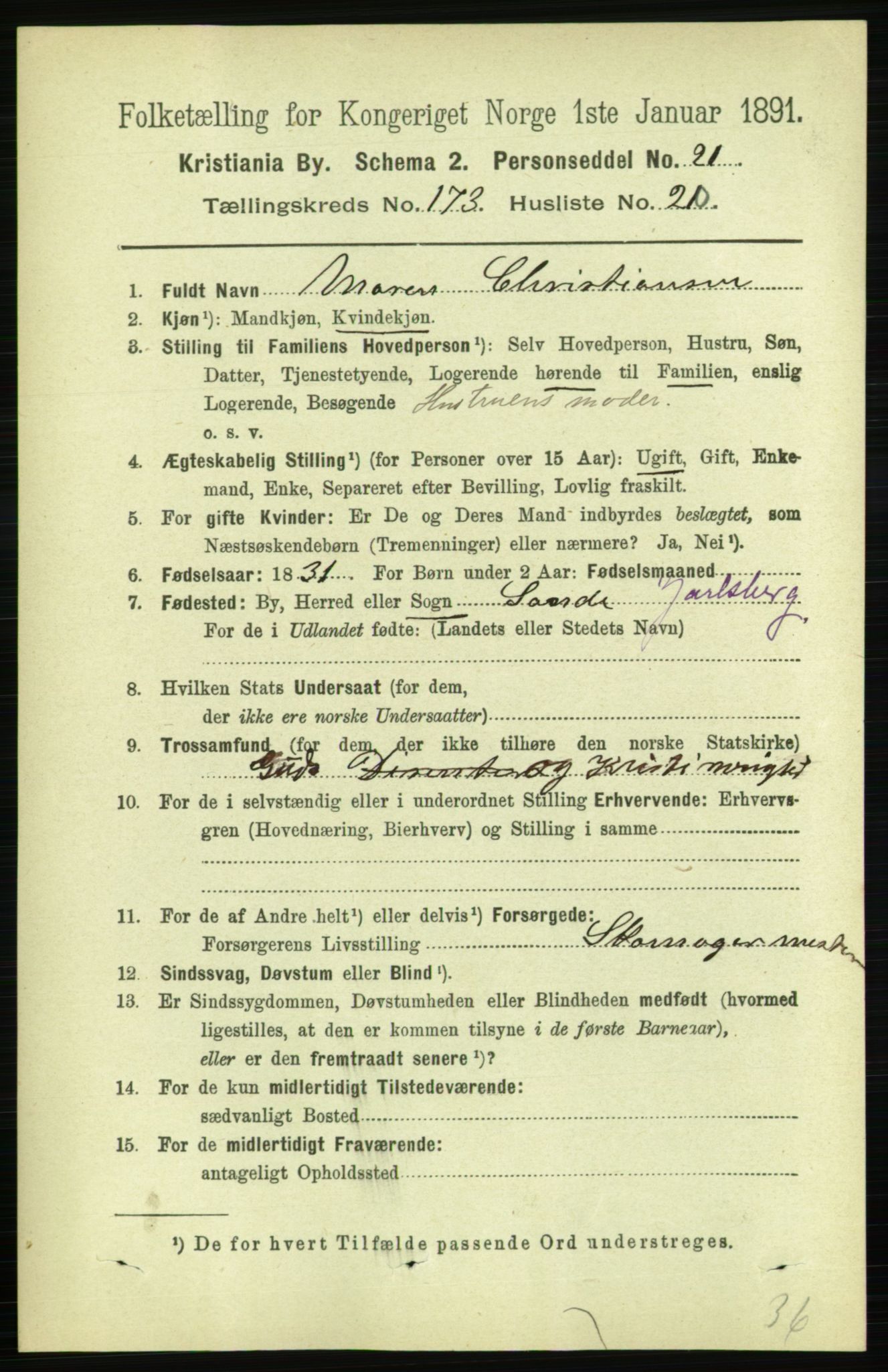 RA, 1891 census for 0301 Kristiania, 1891, p. 103774
