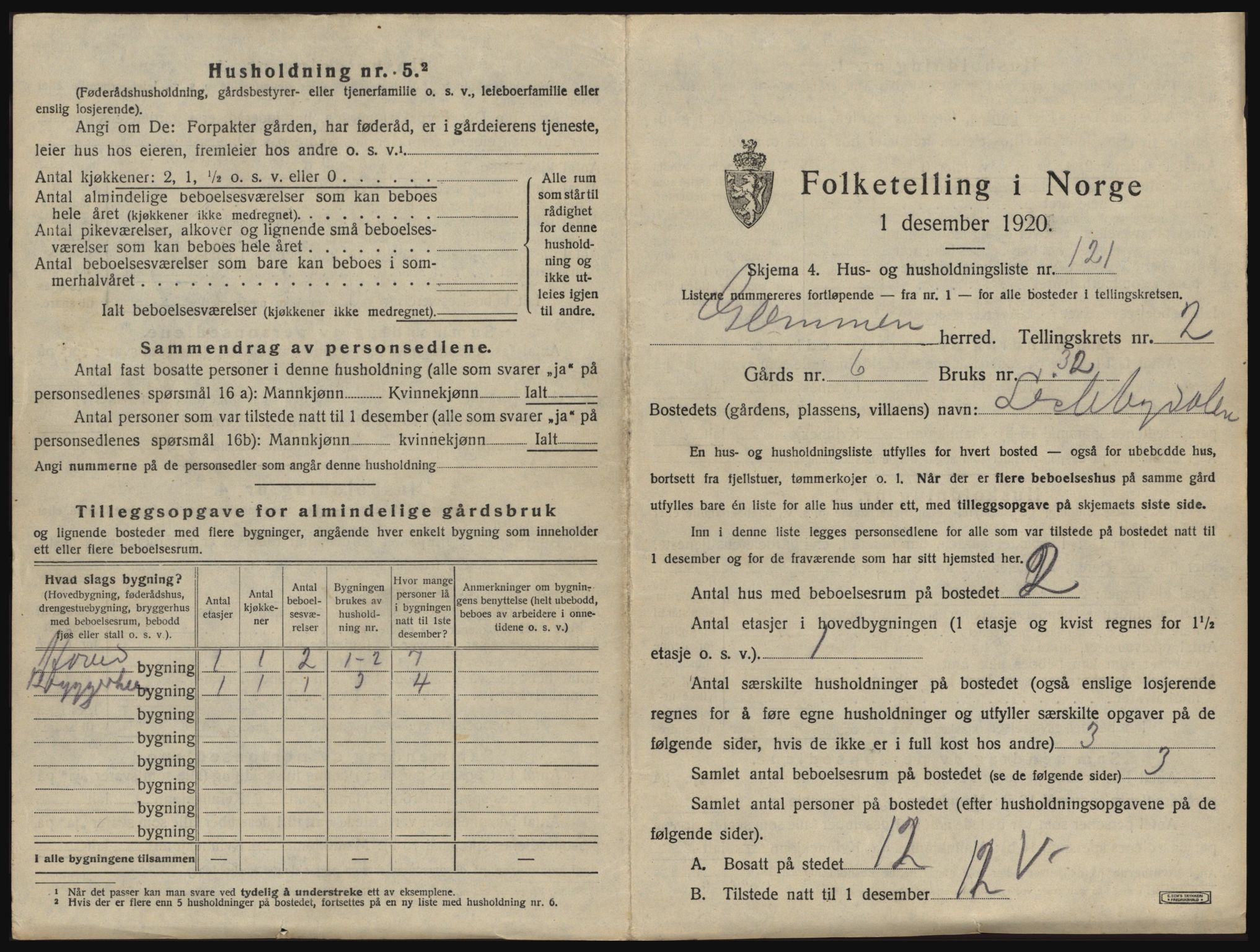 SAO, 1920 census for Glemmen, 1920, p. 441