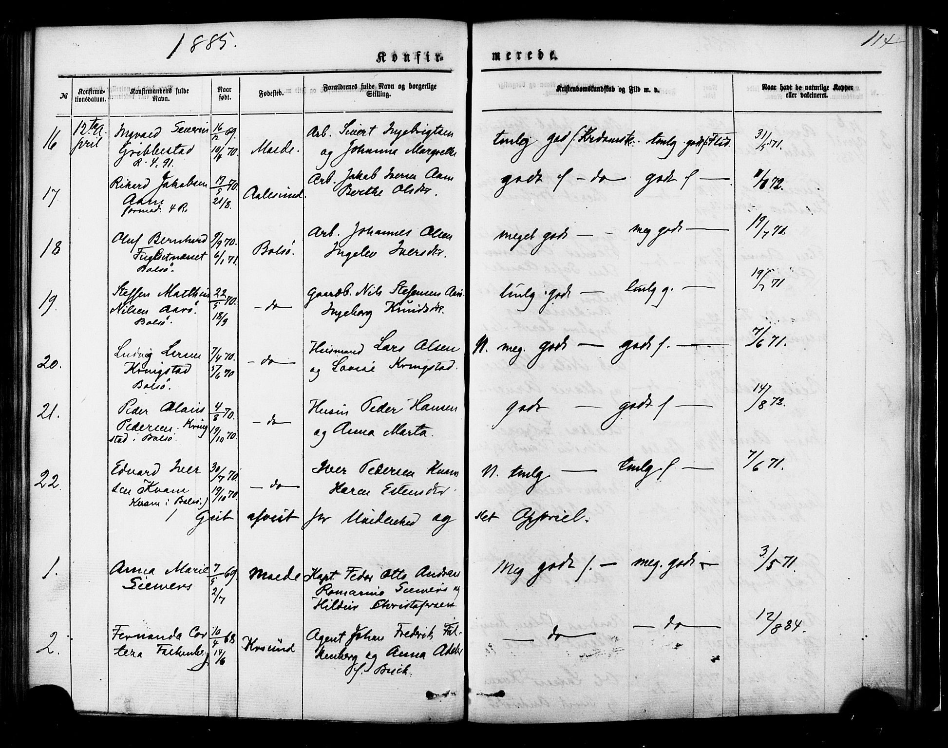 Ministerialprotokoller, klokkerbøker og fødselsregistre - Møre og Romsdal, AV/SAT-A-1454/558/L0691: Parish register (official) no. 558A05, 1873-1886, p. 114