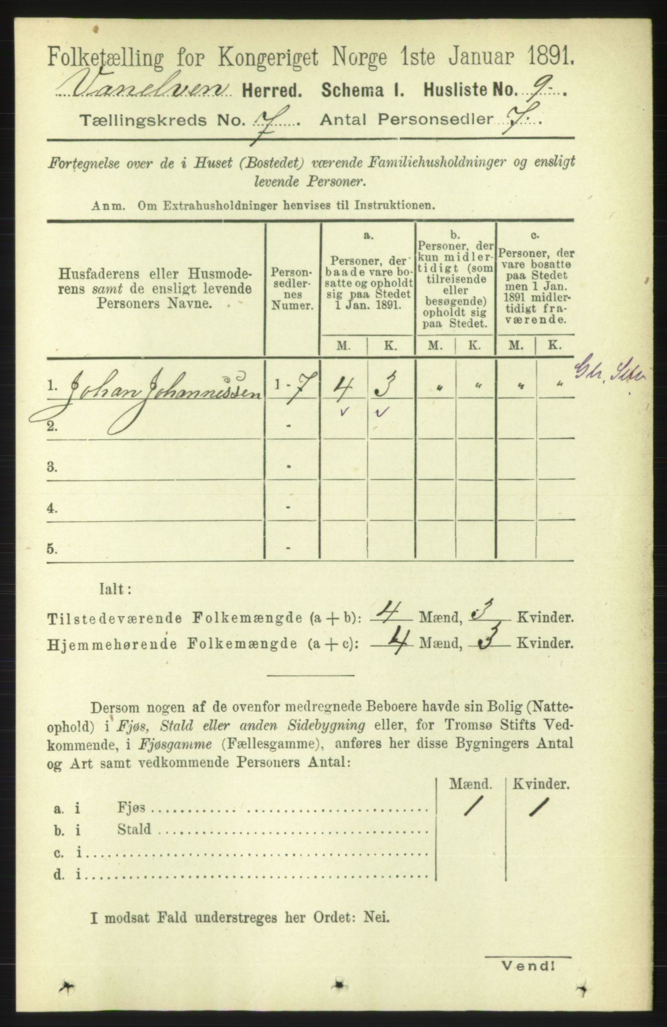 RA, 1891 census for 1511 Vanylven, 1891, p. 3103