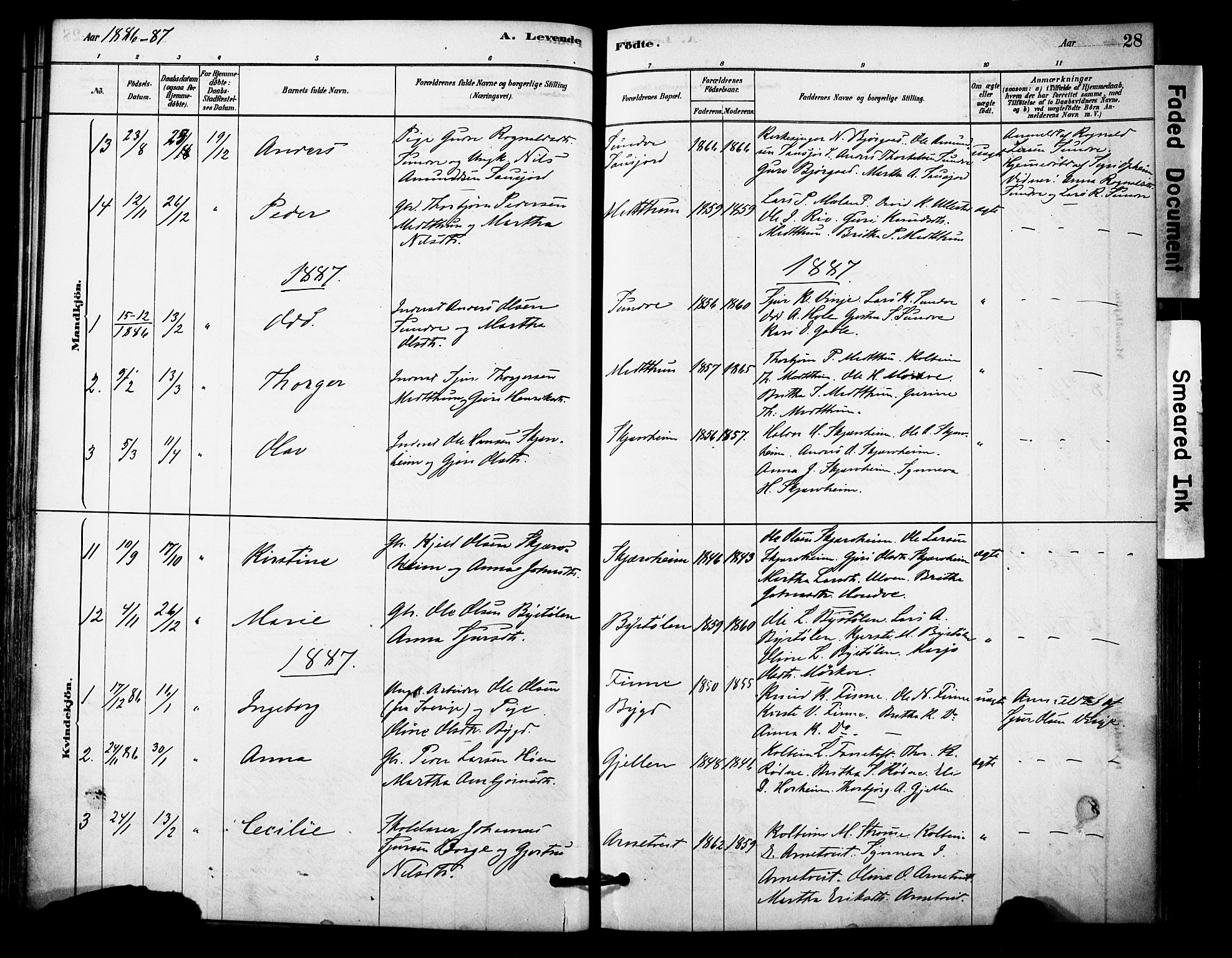 Vossestrand Sokneprestembete, AV/SAB-A-79101/H/Haa: Parish register (official) no. C 1, 1878-1903, p. 28