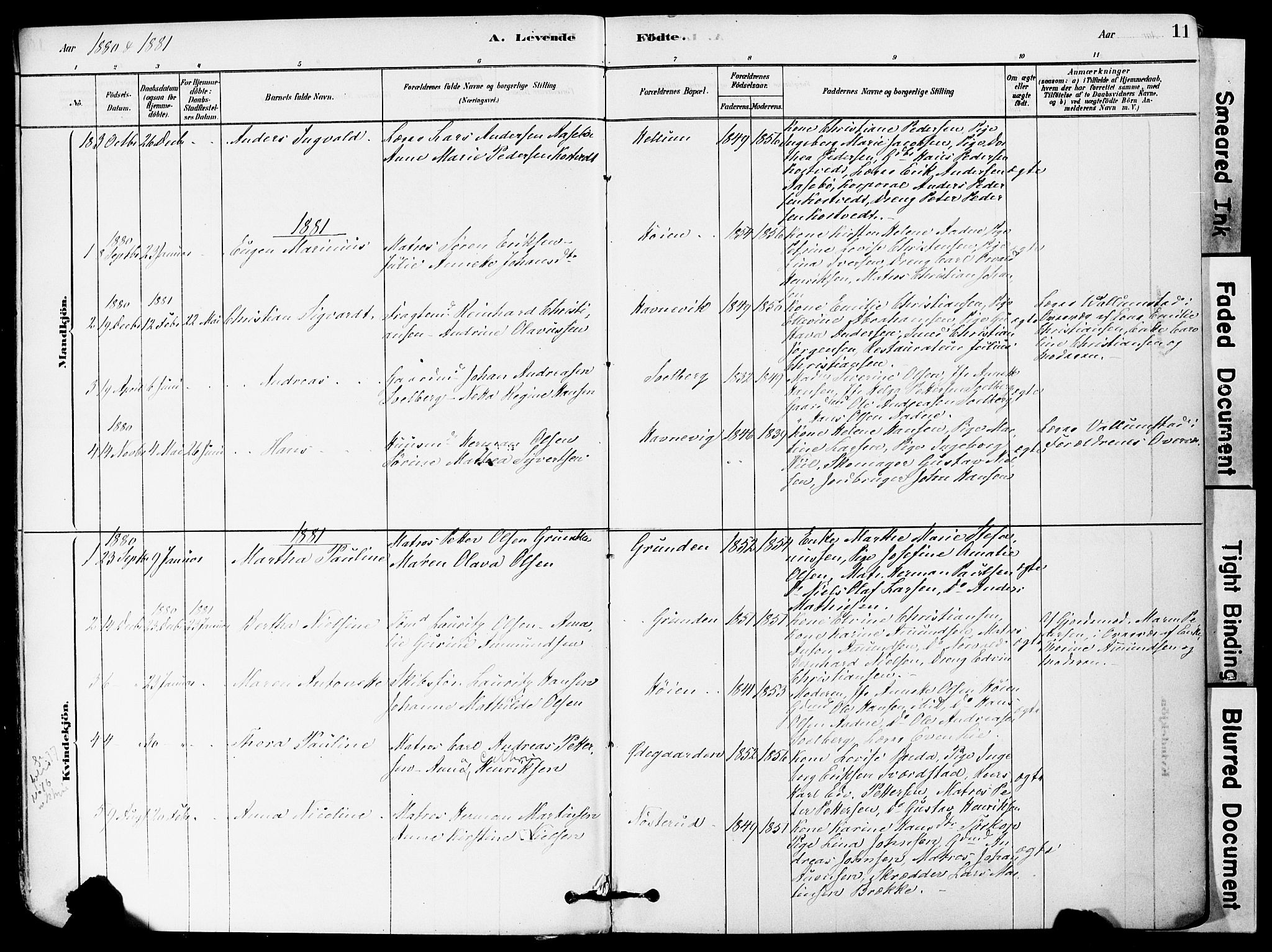 Strømm kirkebøker, AV/SAKO-A-322/F/Fa/L0004: Parish register (official) no. I 4, 1878-1899, p. 11