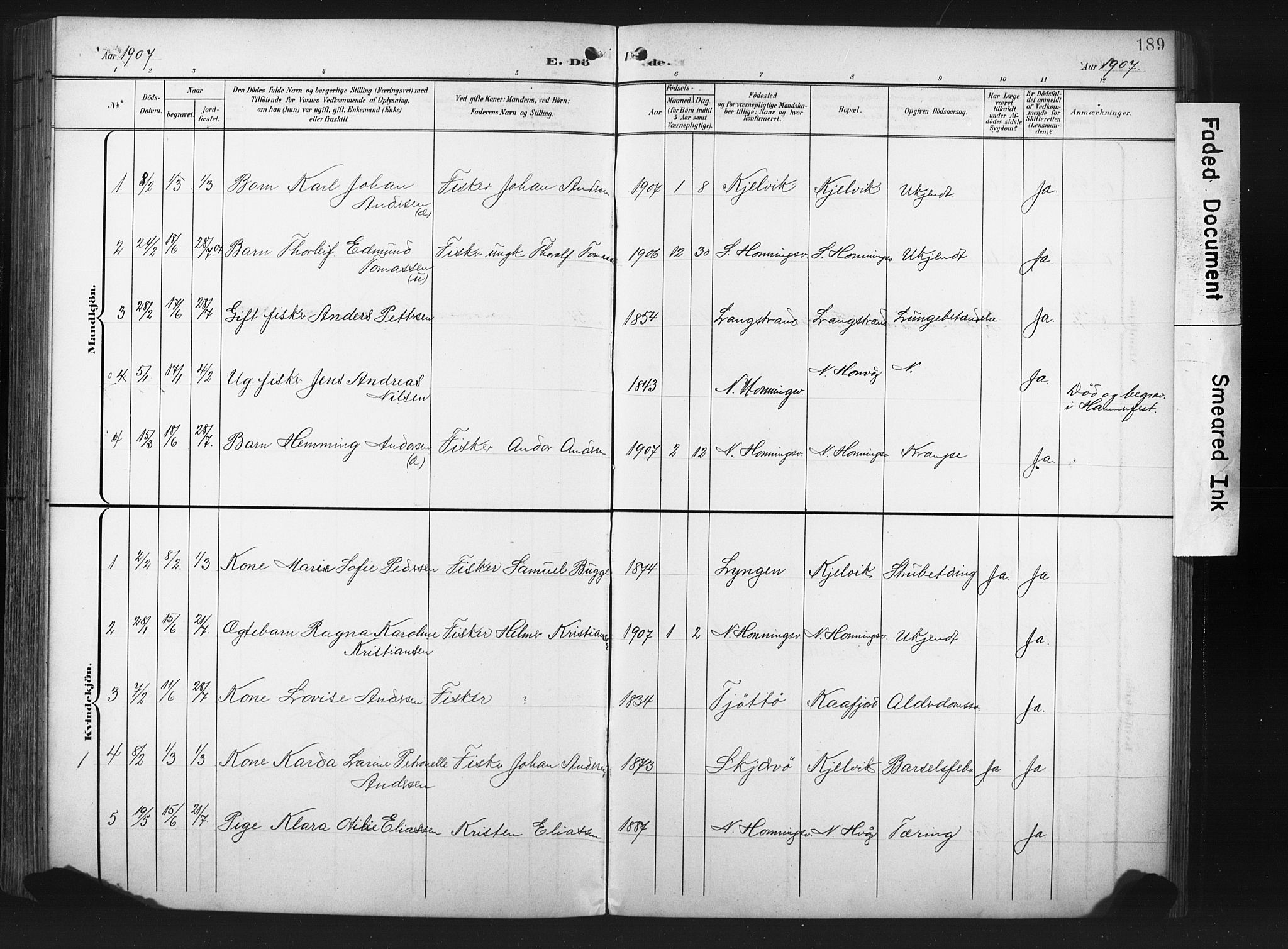 Måsøy sokneprestkontor, SATØ/S-1348/H/Ha/L0008kirke: Parish register (official) no. 8, 1900-1910, p. 189