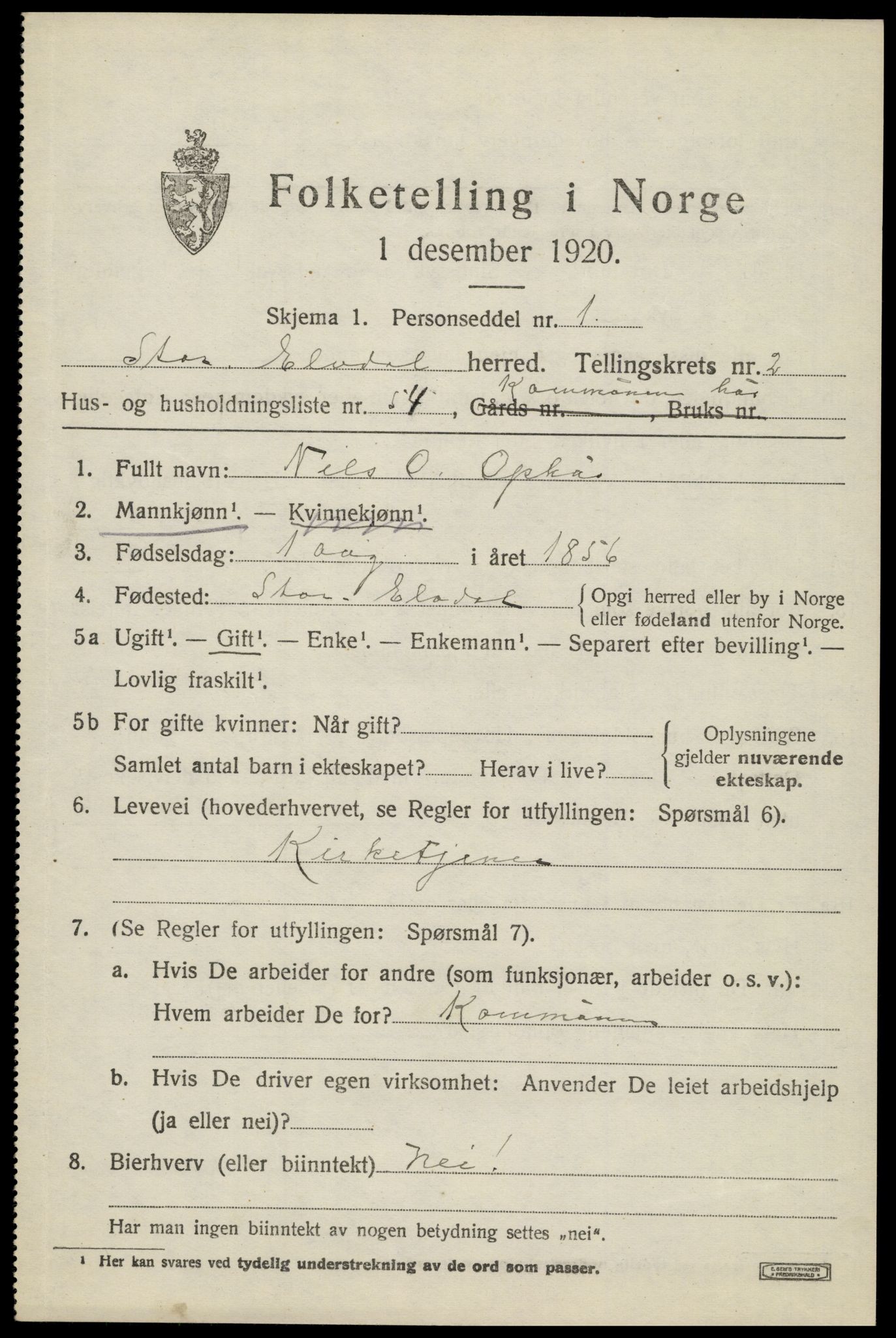 SAH, 1920 census for Stor-Elvdal, 1920, p. 2696