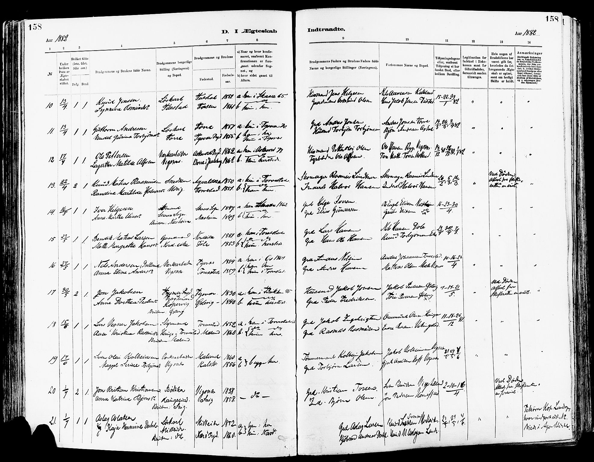 Avaldsnes sokneprestkontor, AV/SAST-A -101851/H/Ha/Haa/L0015: Parish register (official) no. A 15, 1880-1906, p. 158