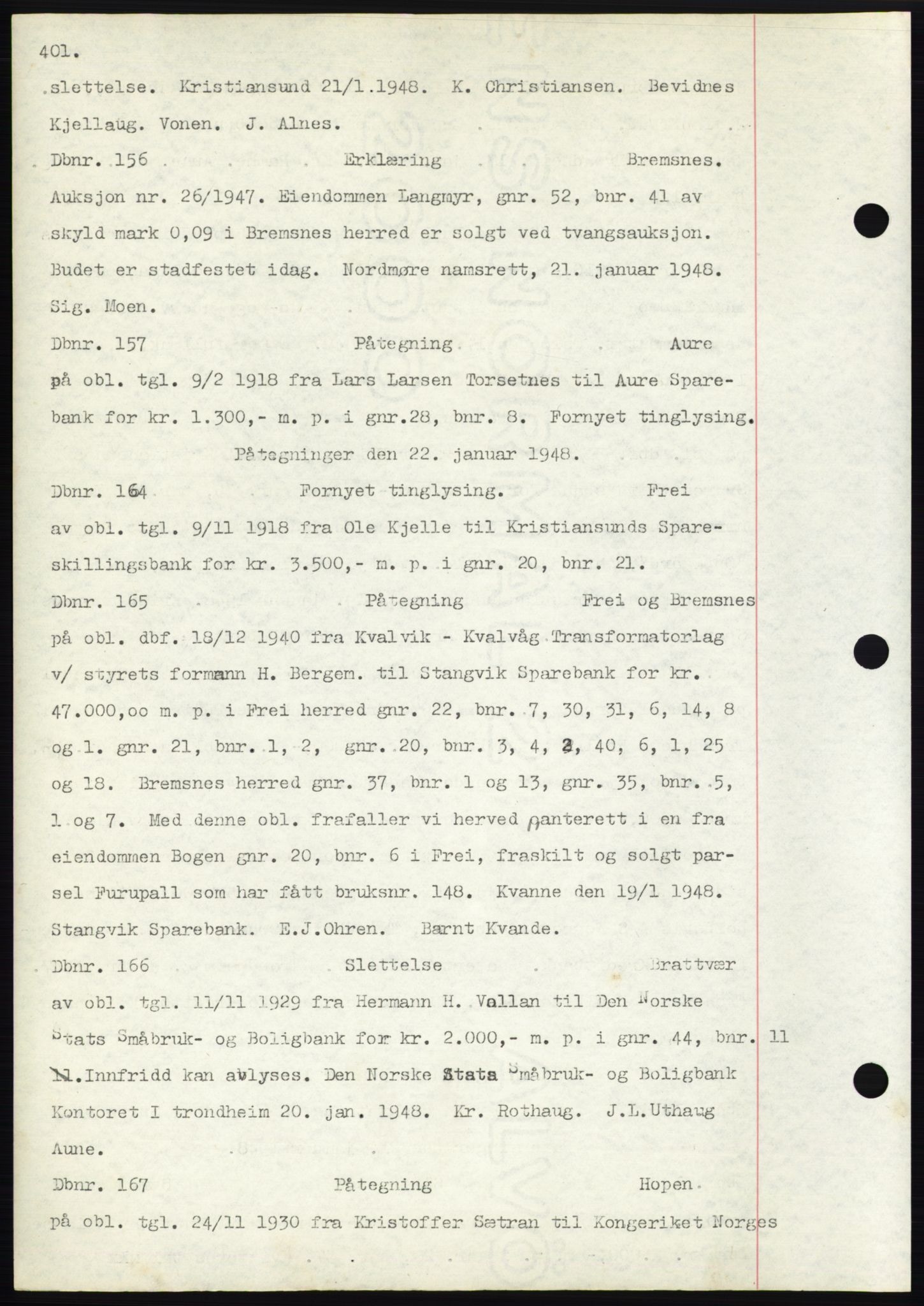 Nordmøre sorenskriveri, SAT/A-4132/1/2/2Ca: Mortgage book no. C82b, 1946-1951, Diary no: : 156/1948
