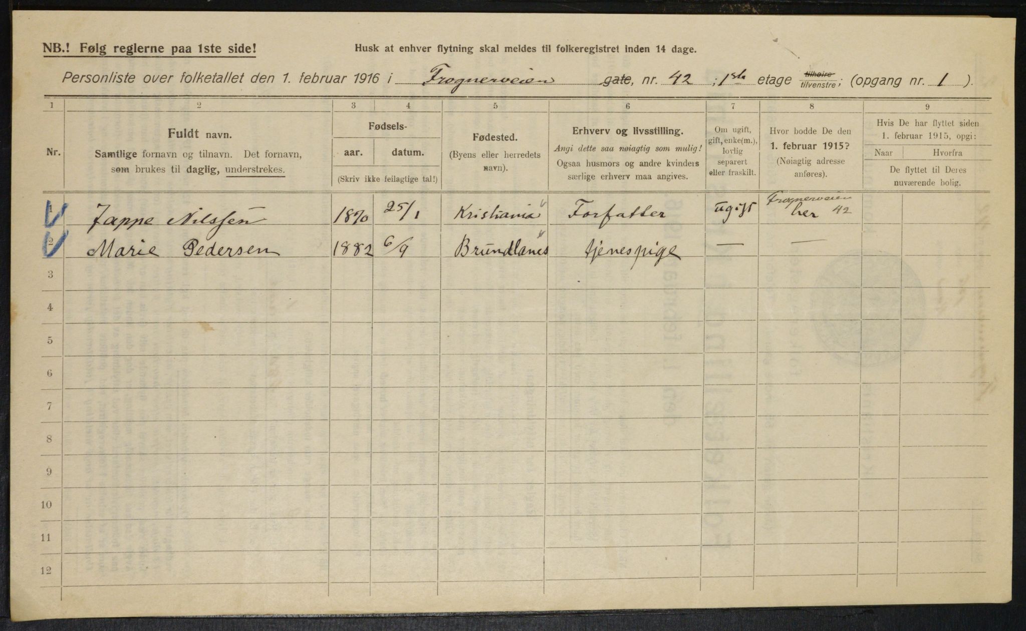 OBA, Municipal Census 1916 for Kristiania, 1916, p. 28238