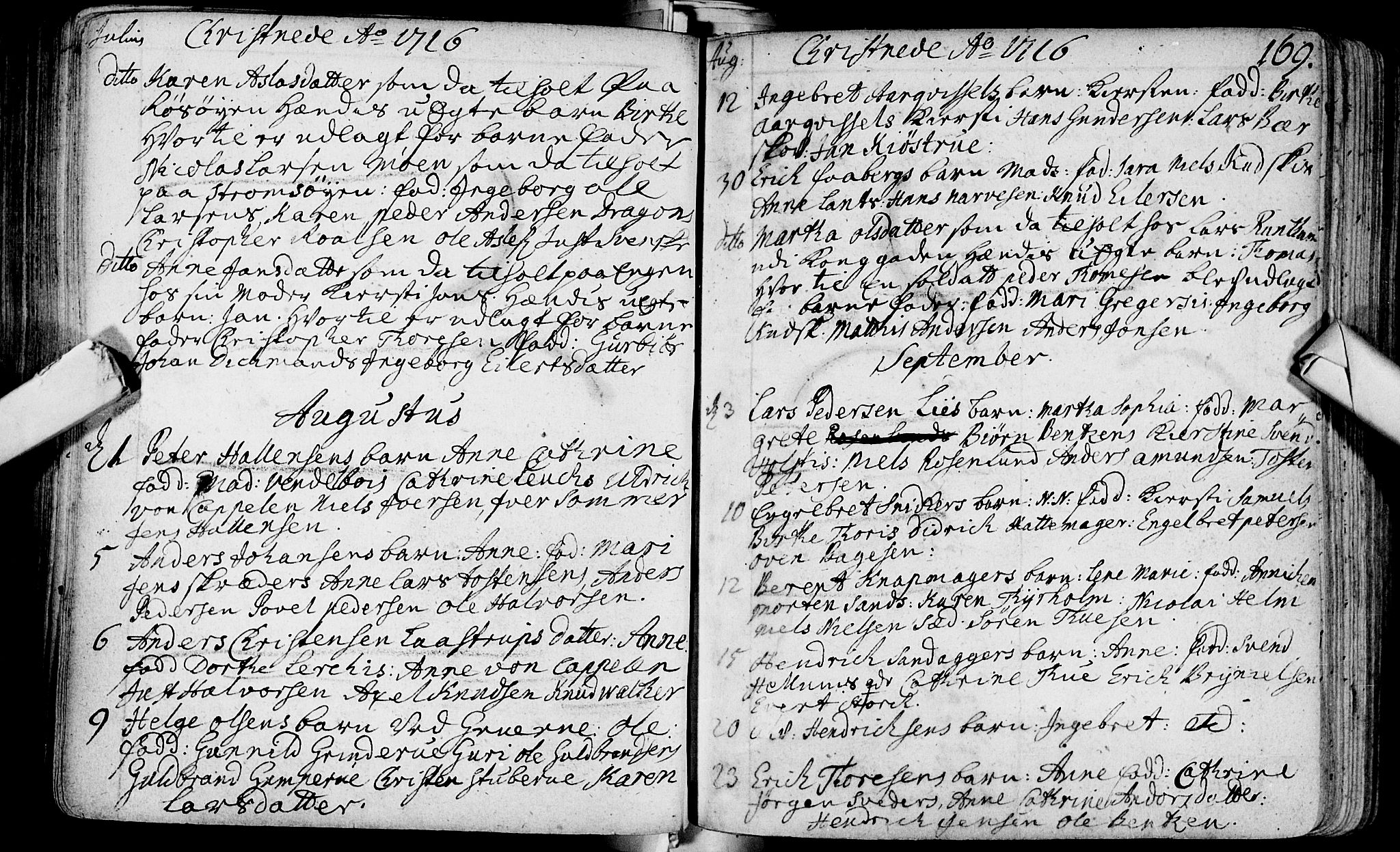 Bragernes kirkebøker, AV/SAKO-A-6/F/Fa/L0003: Parish register (official) no. I 3, 1706-1734, p. 169