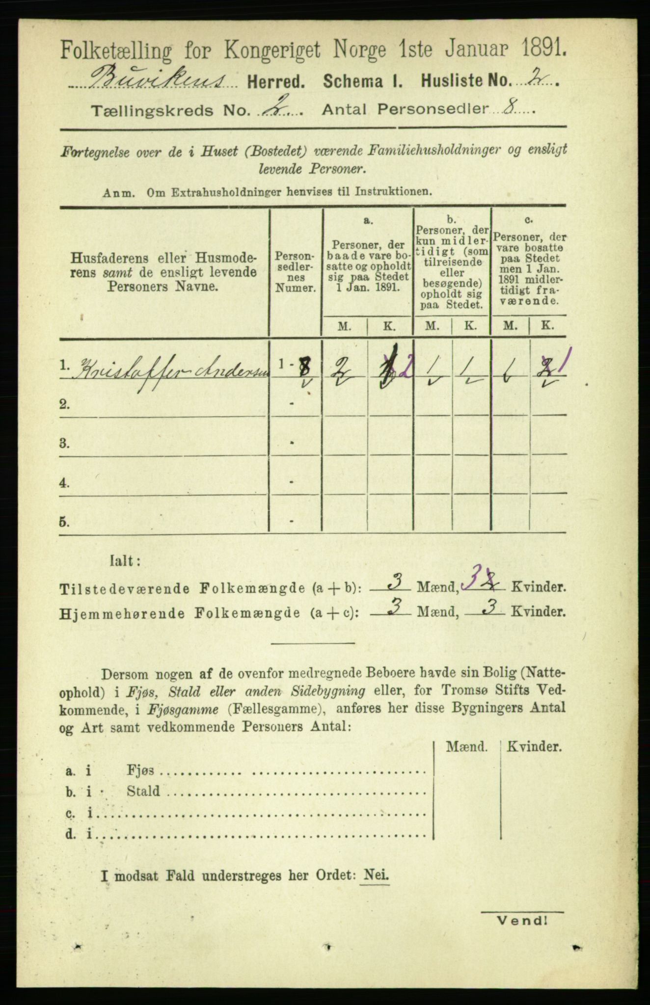 RA, 1891 census for 1656 Buvik, 1891, p. 556