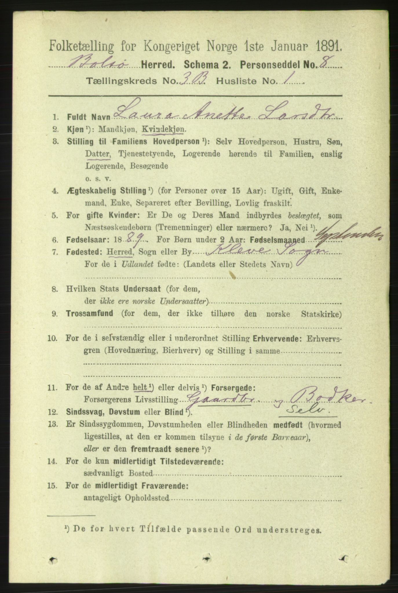 RA, 1891 census for 1544 Bolsøy, 1891, p. 2096