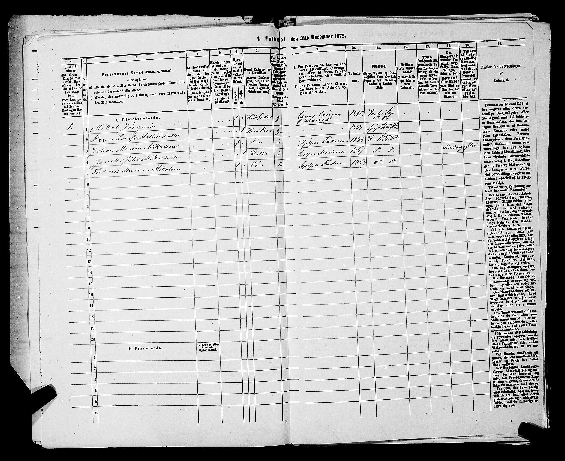 RA, 1875 census for 0137P Våler, 1875, p. 570