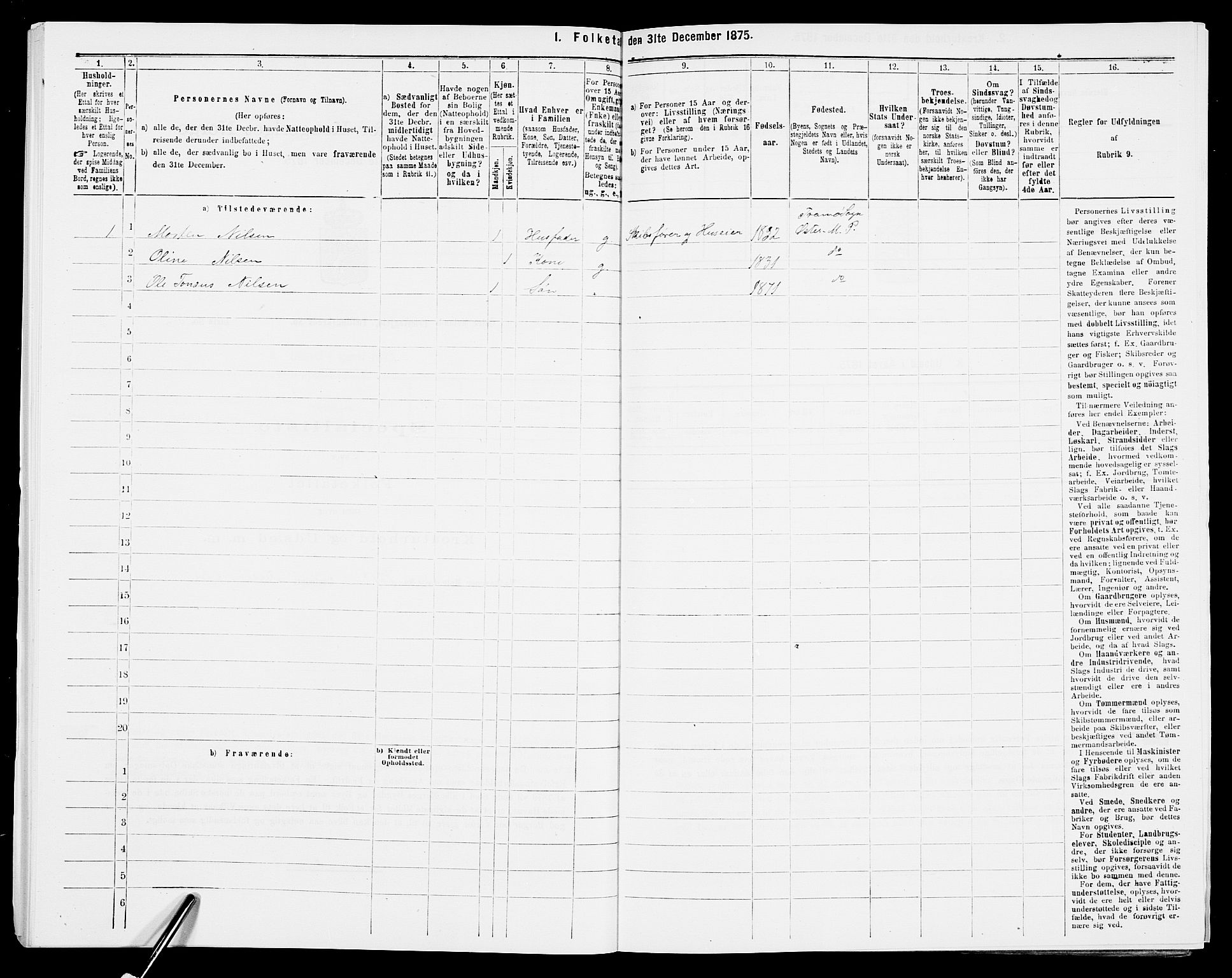 SAK, 1875 census for 0918P Austre Moland, 1875, p. 2002