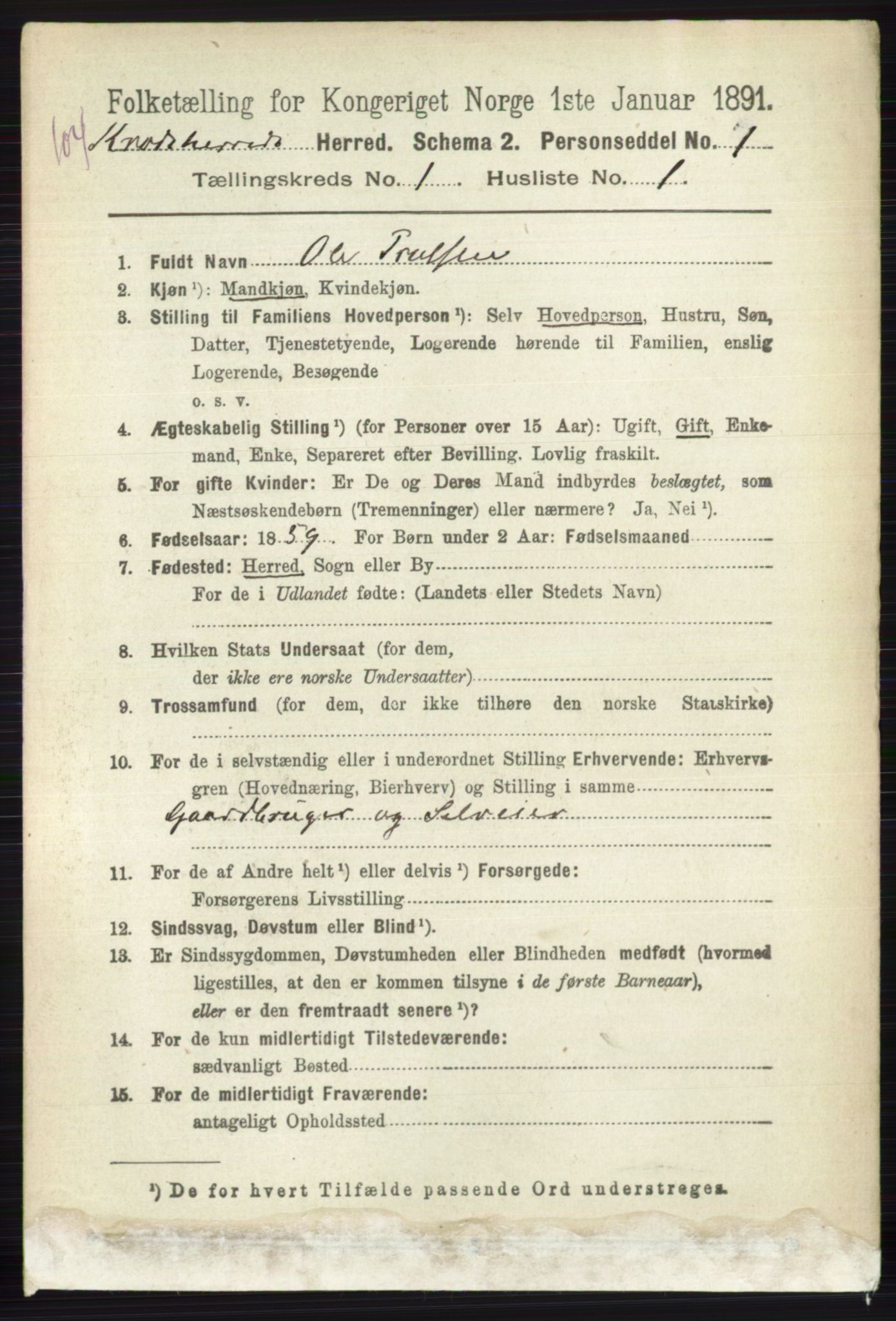 RA, 1891 census for 0621 Sigdal, 1891, p. 4976