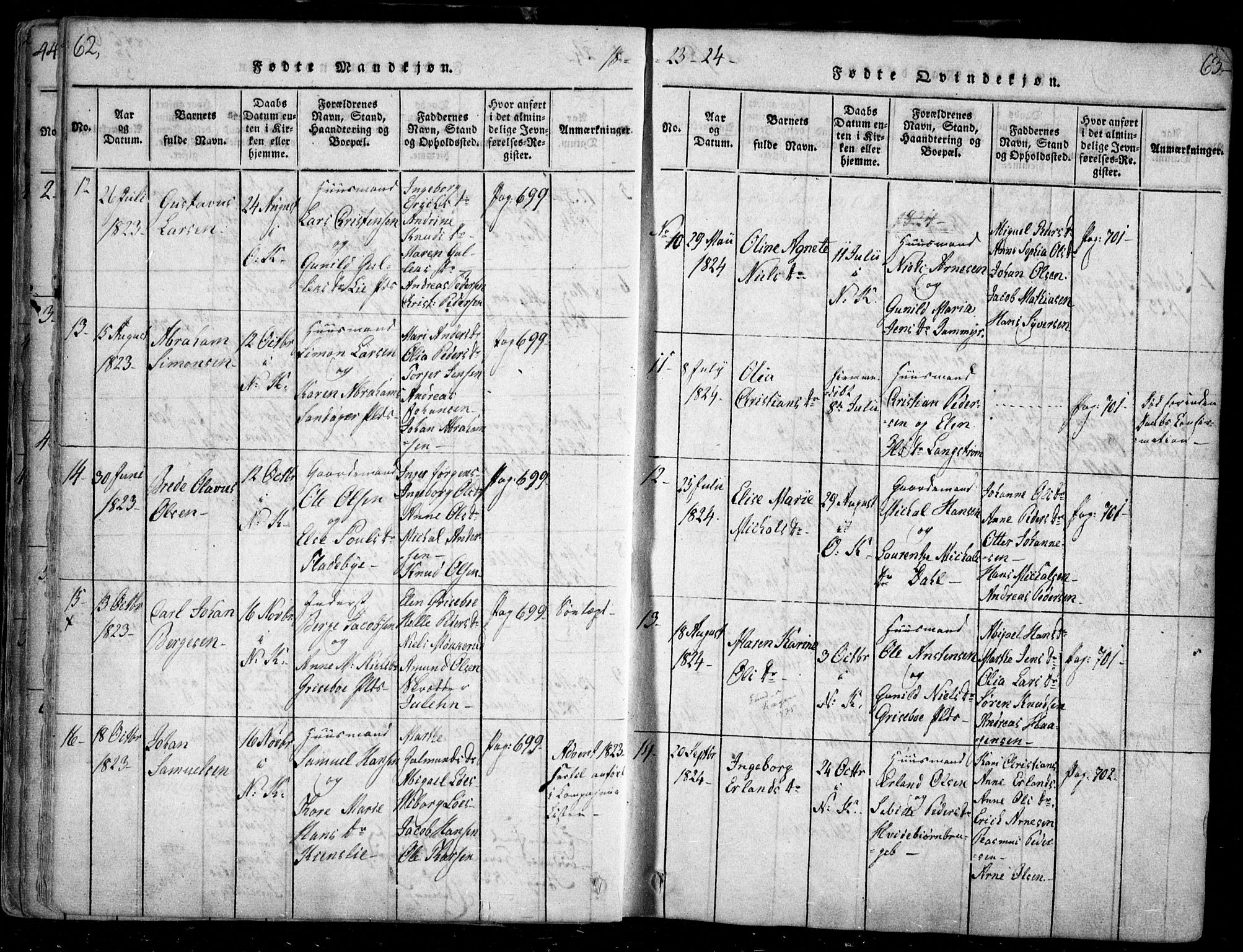 Nesodden prestekontor Kirkebøker, SAO/A-10013/F/Fa/L0006: Parish register (official) no. I 6, 1814-1847, p. 62-63