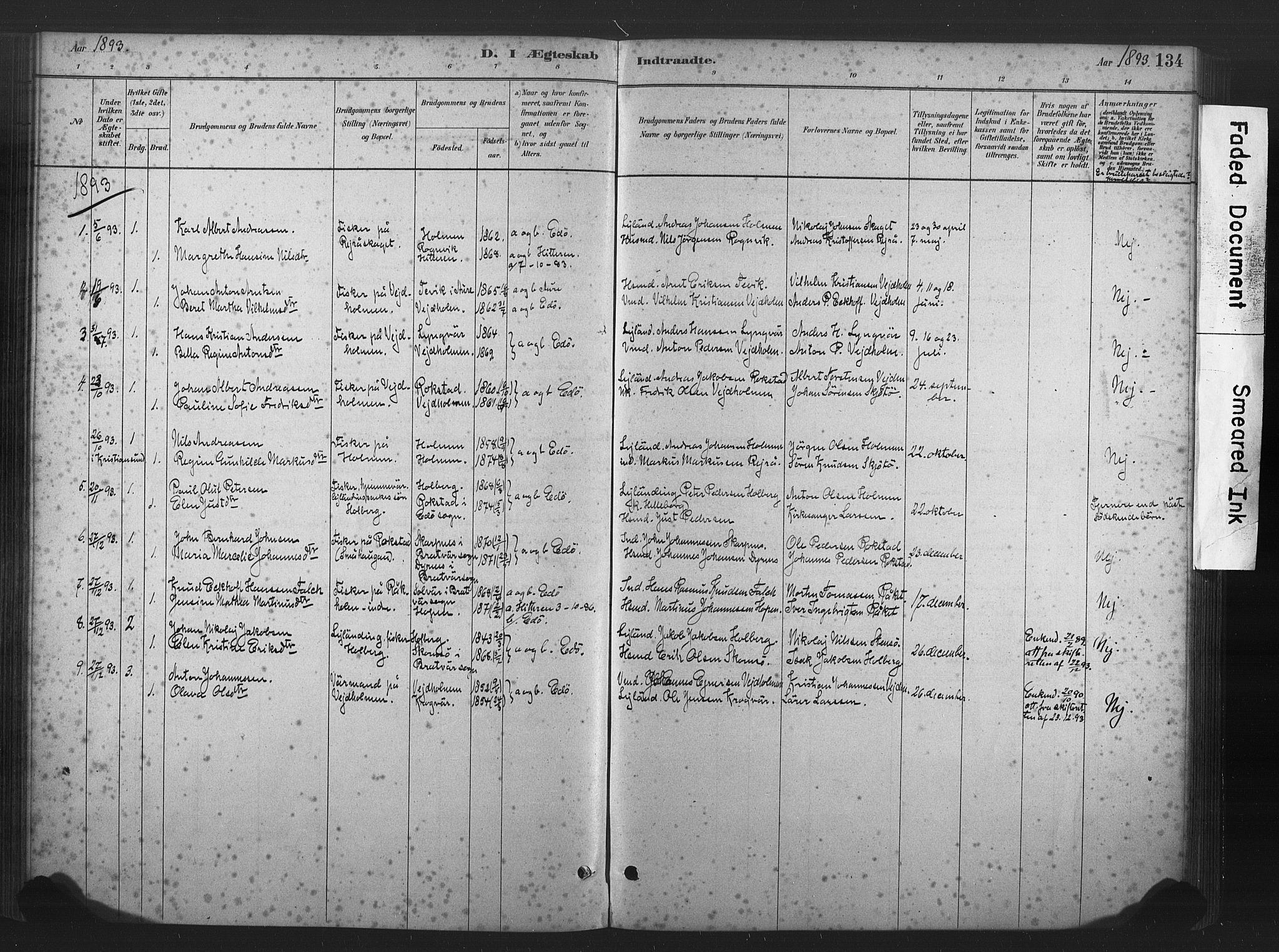 Ministerialprotokoller, klokkerbøker og fødselsregistre - Møre og Romsdal, AV/SAT-A-1454/583/L0954: Parish register (official) no. 583A01, 1880-1906, p. 134