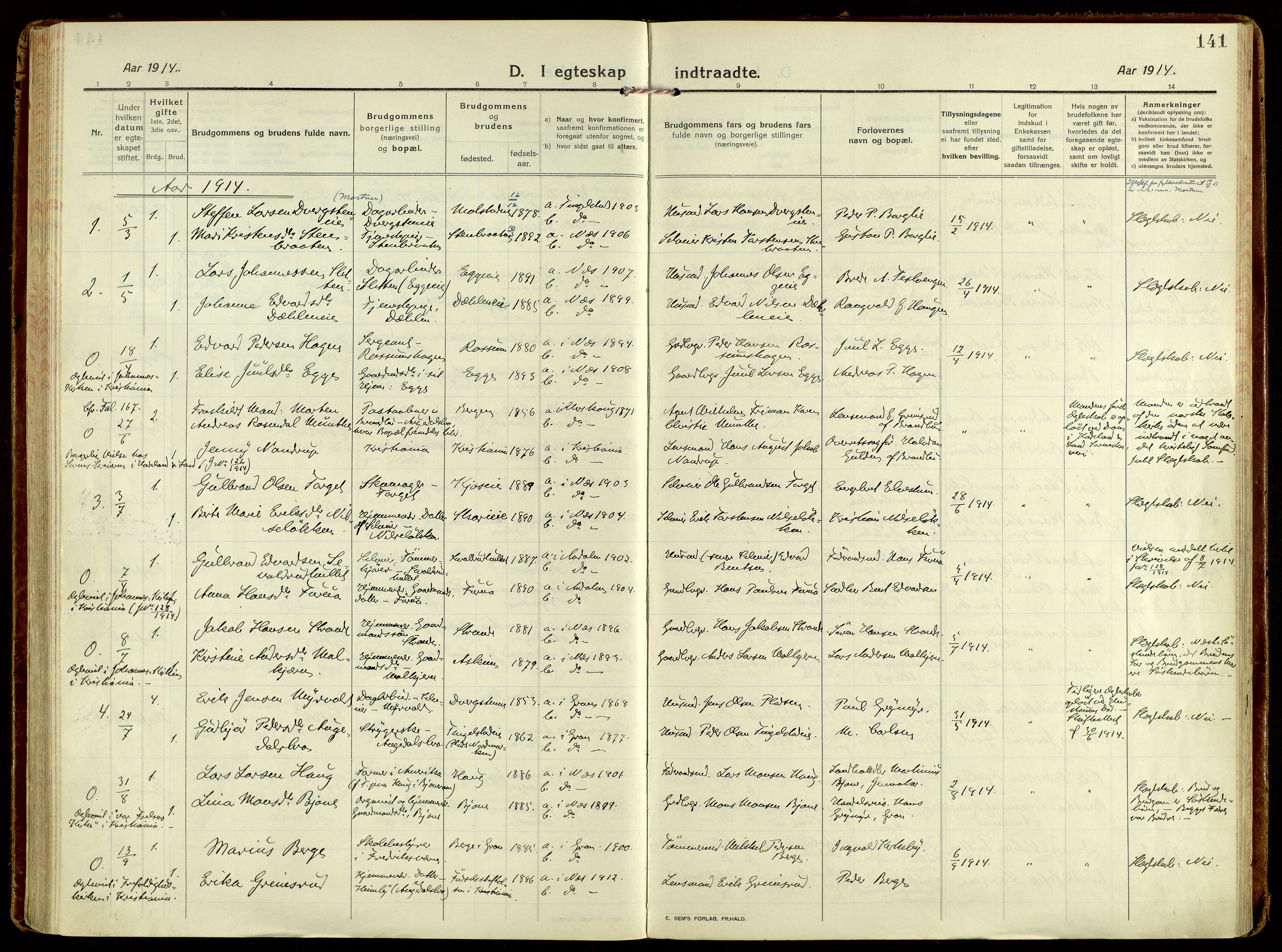 Brandbu prestekontor, SAH/PREST-114/H/Ha/Haa/L0004: Parish register (official) no. 4, 1913-1923, p. 141