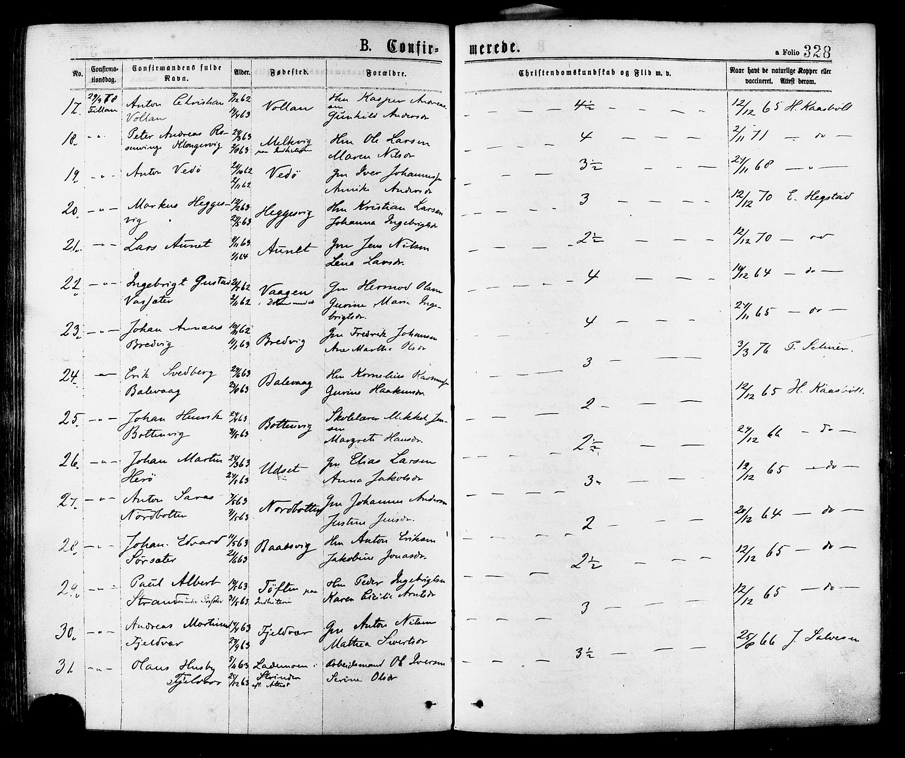 Ministerialprotokoller, klokkerbøker og fødselsregistre - Sør-Trøndelag, SAT/A-1456/634/L0532: Parish register (official) no. 634A08, 1871-1881, p. 328