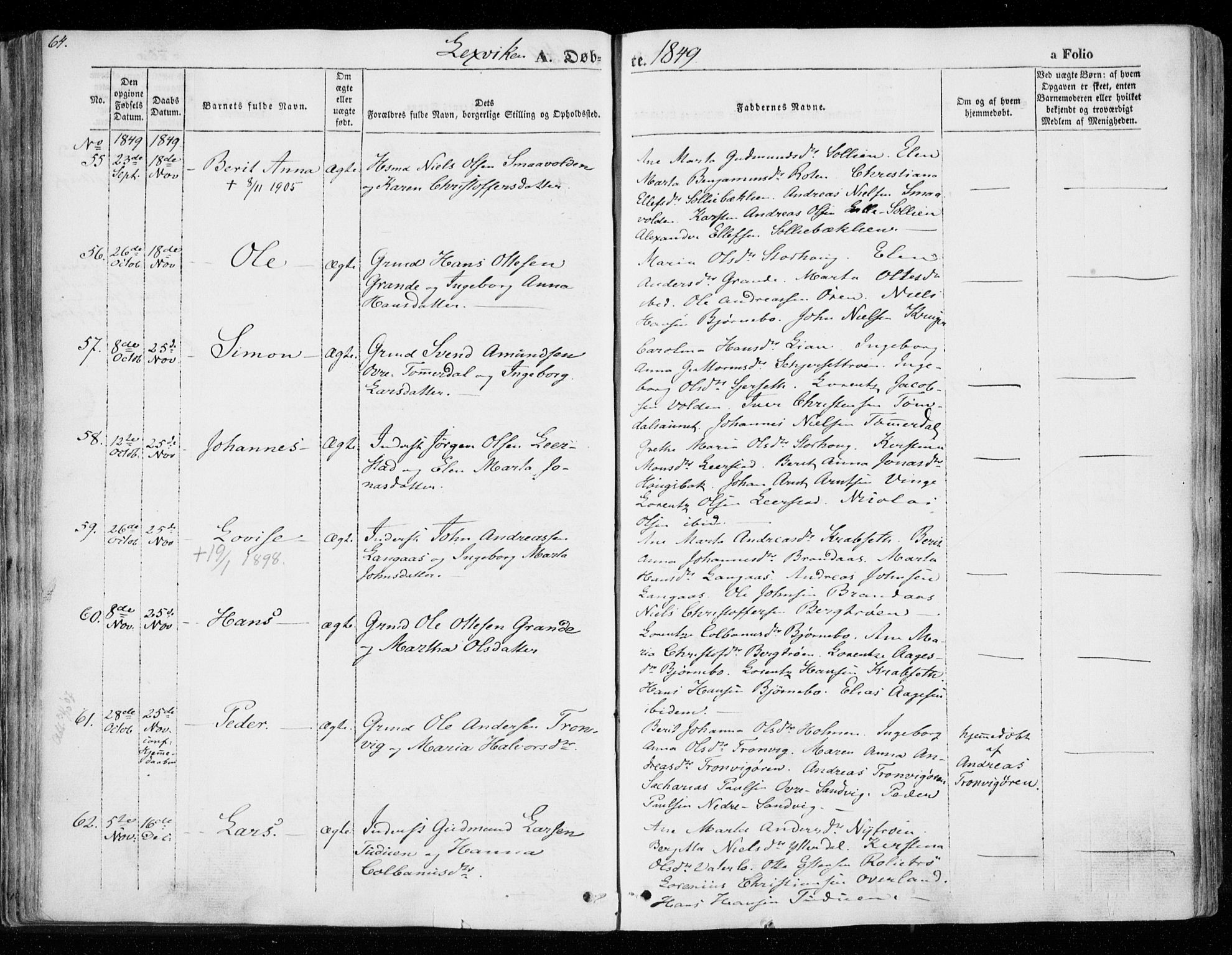 Ministerialprotokoller, klokkerbøker og fødselsregistre - Nord-Trøndelag, SAT/A-1458/701/L0007: Parish register (official) no. 701A07 /1, 1842-1854, p. 64