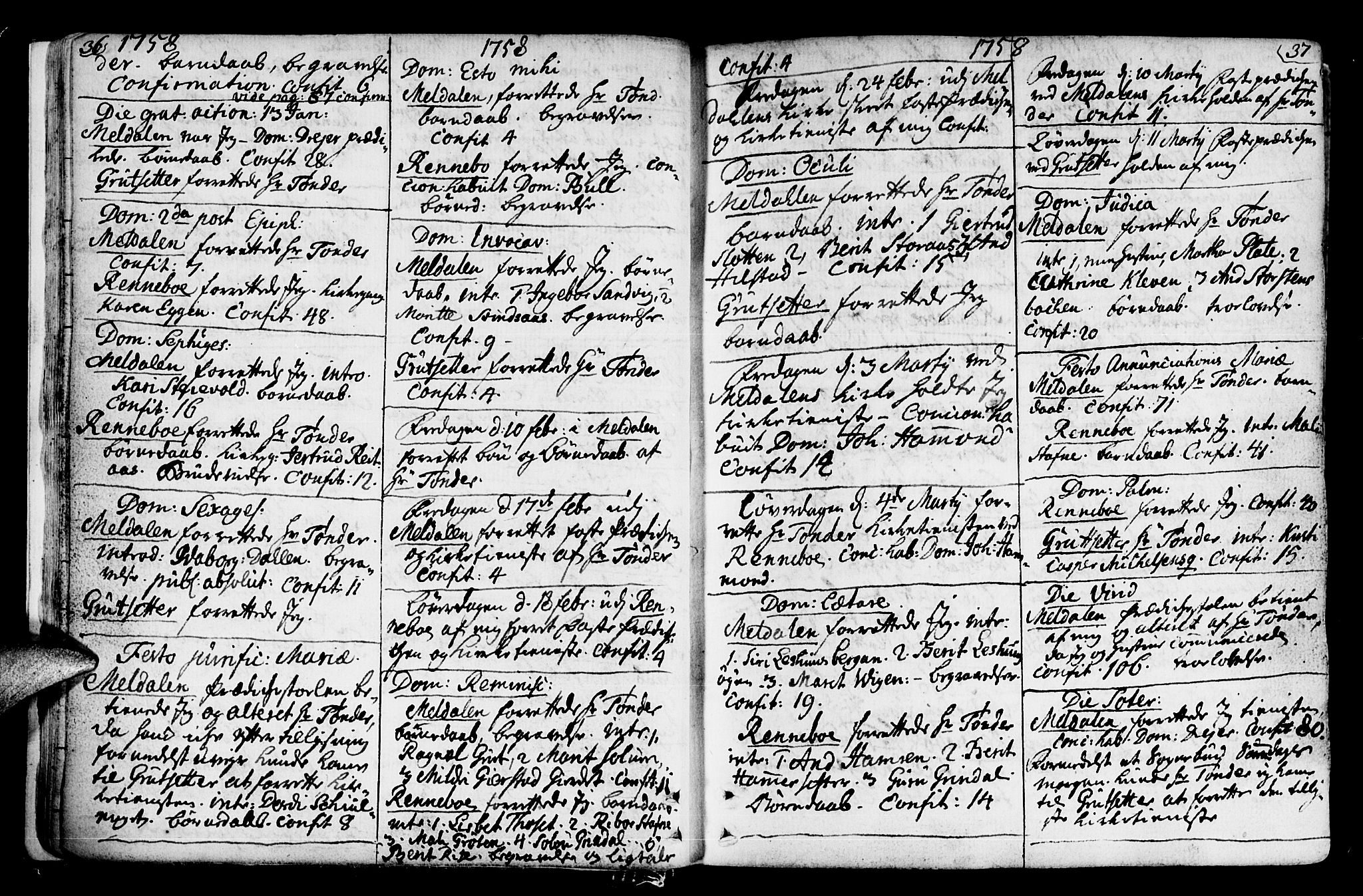 Ministerialprotokoller, klokkerbøker og fødselsregistre - Sør-Trøndelag, AV/SAT-A-1456/672/L0851: Parish register (official) no. 672A04, 1751-1775, p. 36-37