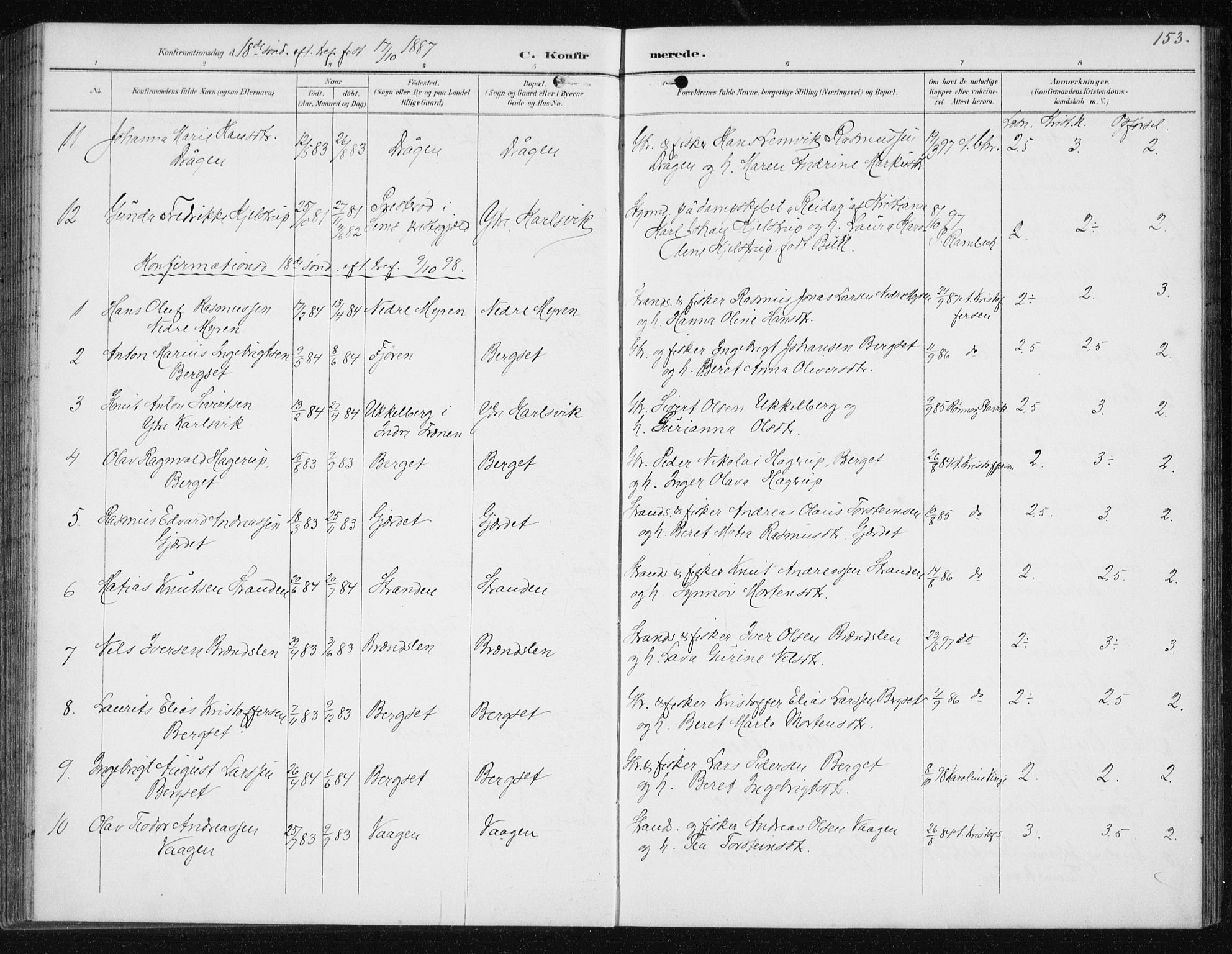 Ministerialprotokoller, klokkerbøker og fødselsregistre - Møre og Romsdal, AV/SAT-A-1454/566/L0773: Parish register (copy) no. 566C02, 1892-1909, p. 153