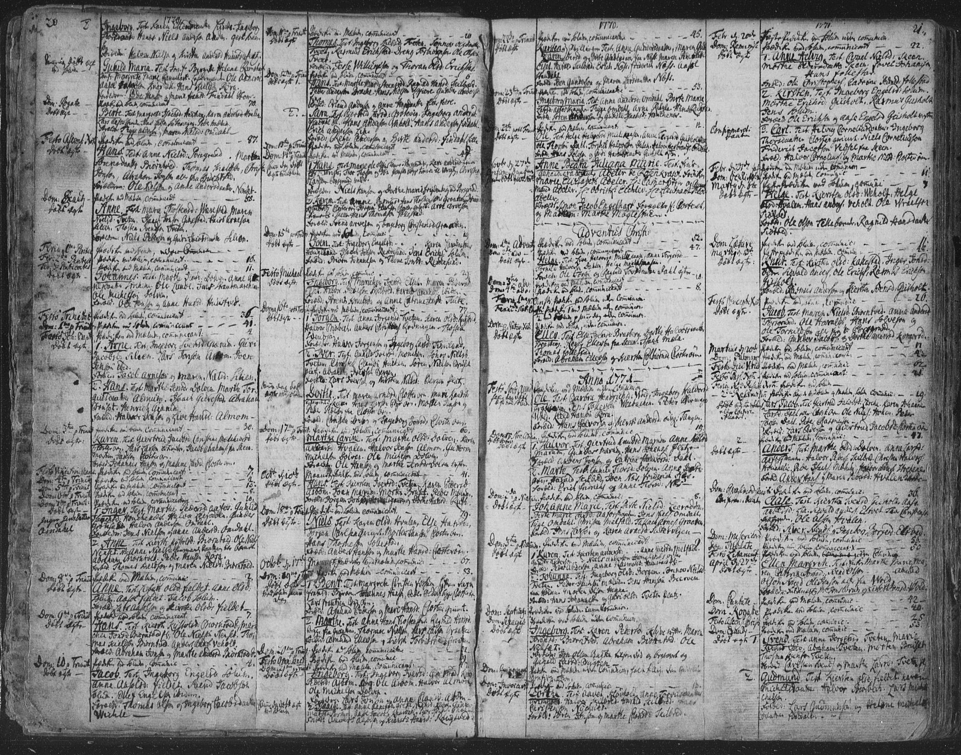 Solum kirkebøker, SAKO/A-306/F/Fa/L0003: Parish register (official) no. I 3, 1761-1814, p. 20-21