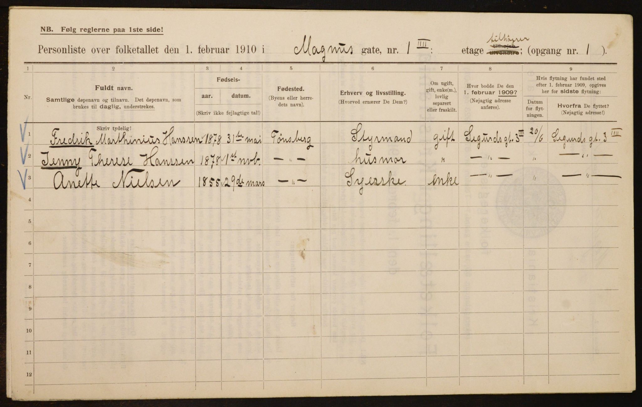 OBA, Municipal Census 1910 for Kristiania, 1910, p. 57220