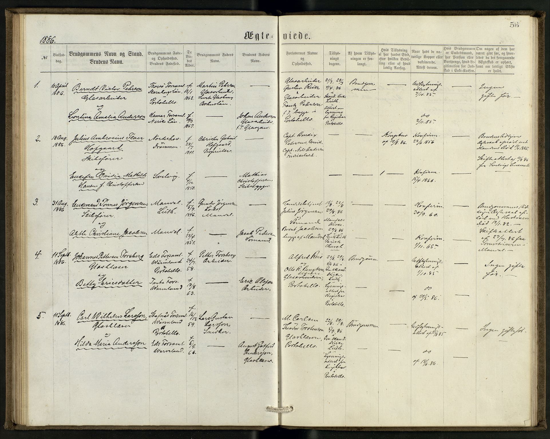 Den norske sjømannsmisjon i utlandet/Skotske havner (Leith, Glasgow), SAB/SAB/PA-0100/H/Ha/Haa/L0002: Parish register (official) no. A 2, 1877-1887, p. 52b-53a