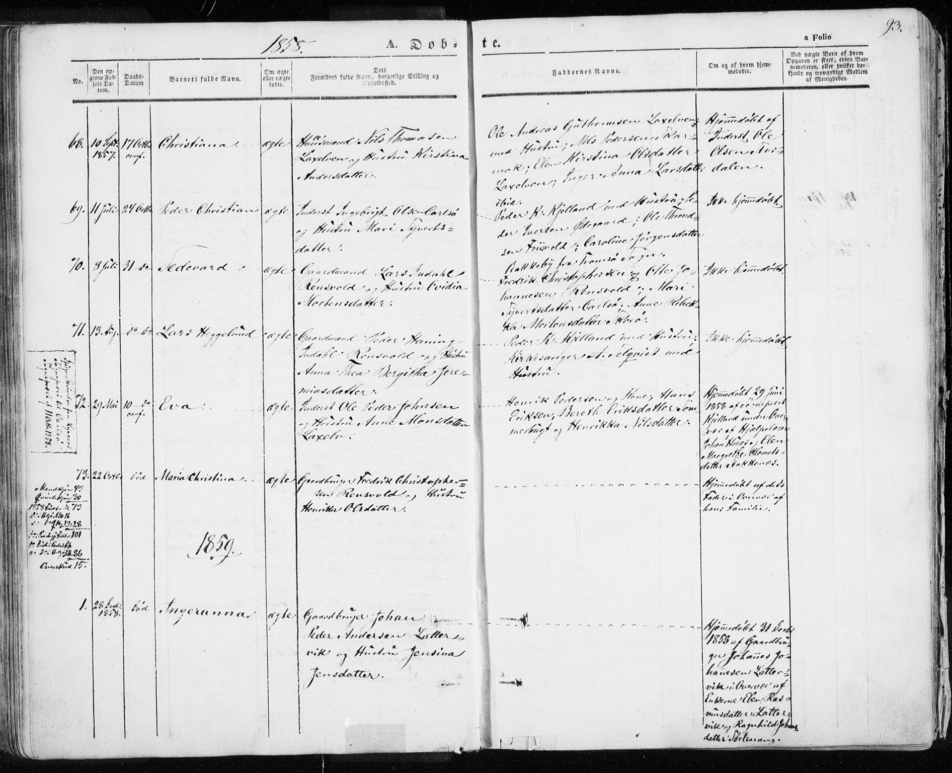 Karlsøy sokneprestembete, SATØ/S-1299/H/Ha/Haa/L0003kirke: Parish register (official) no. 3, 1843-1860, p. 93