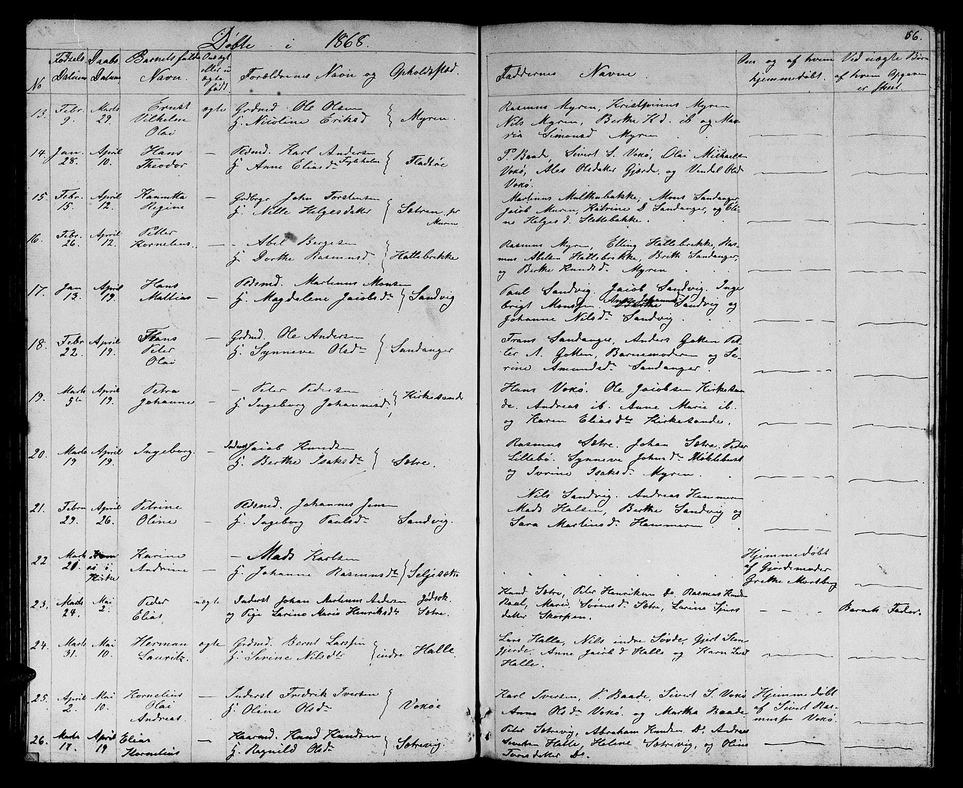 Ministerialprotokoller, klokkerbøker og fødselsregistre - Møre og Romsdal, AV/SAT-A-1454/503/L0047: Parish register (copy) no. 503C02, 1854-1884, p. 56