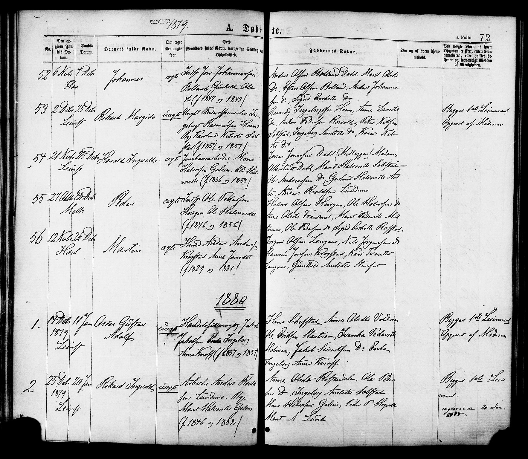 Ministerialprotokoller, klokkerbøker og fødselsregistre - Sør-Trøndelag, SAT/A-1456/691/L1079: Parish register (official) no. 691A11, 1873-1886, p. 72