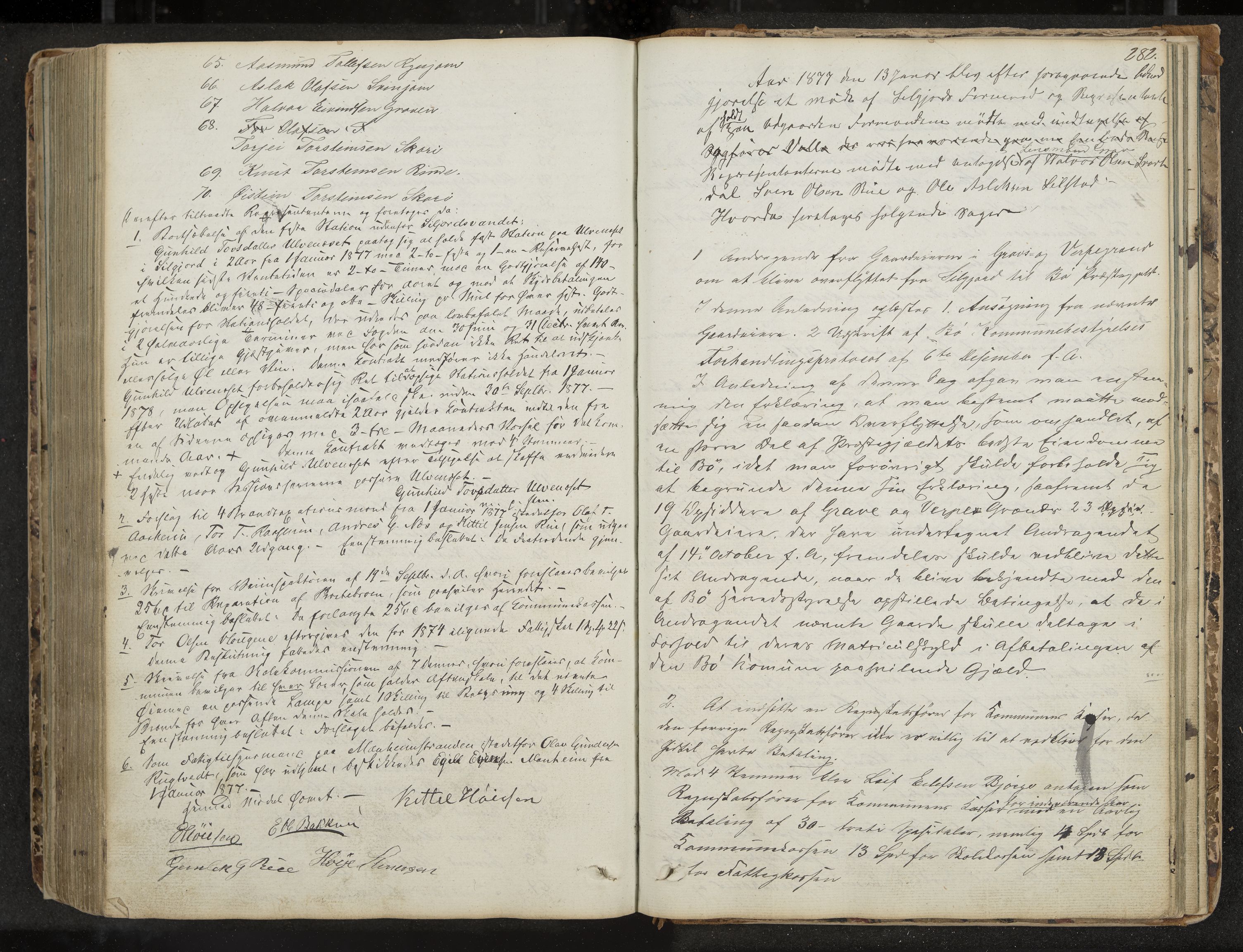 Seljord formannskap og sentraladministrasjon, IKAK/0828021/A/Aa/L0001: Møtebok med register, 1838-1879, p. 282