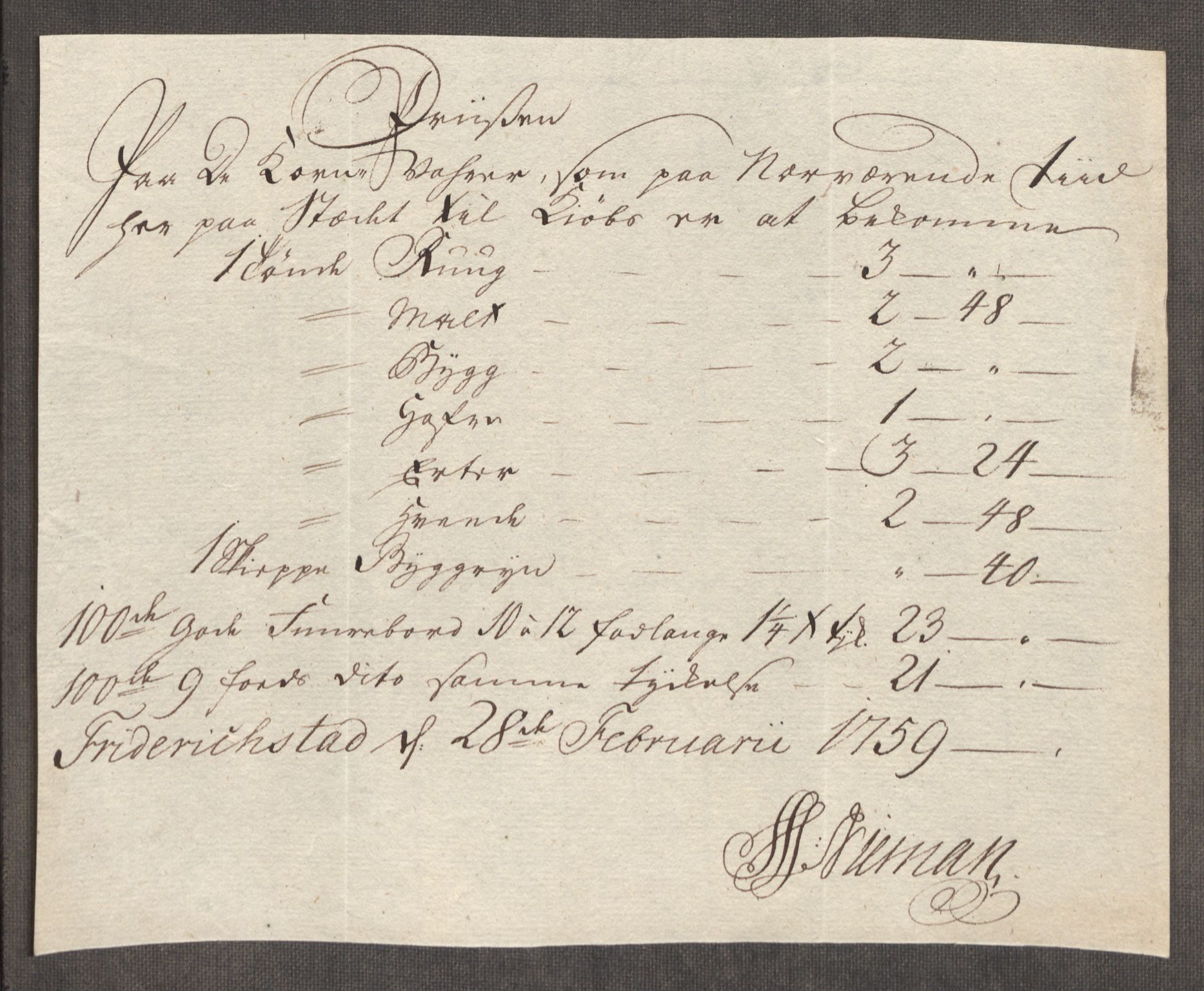 Rentekammeret inntil 1814, Realistisk ordnet avdeling, AV/RA-EA-4070/Oe/L0006: [Ø1]: Priskuranter, 1758-1760, p. 361